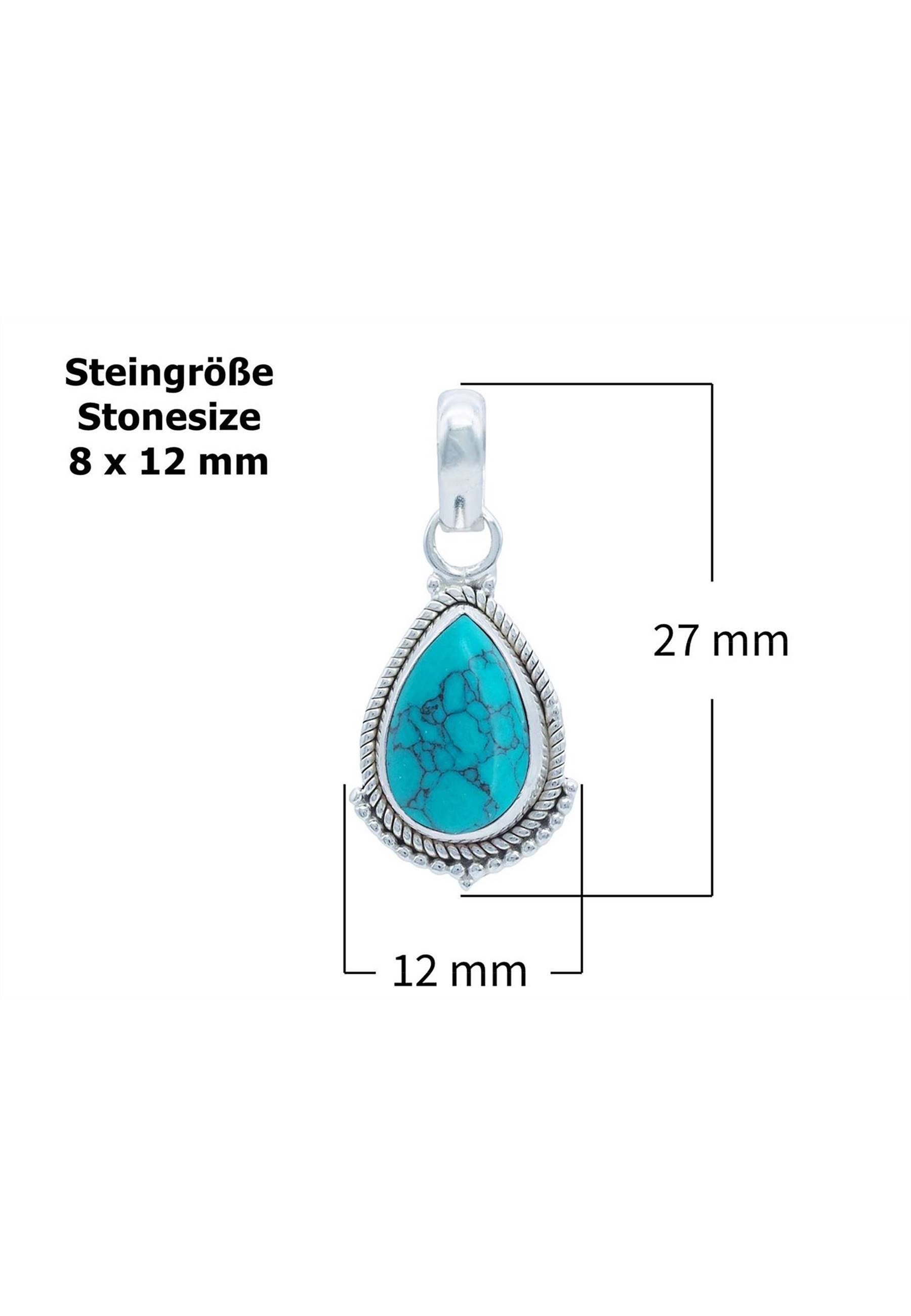 mantraroma Kette mit Anhänger SilbermitTürkis 925er