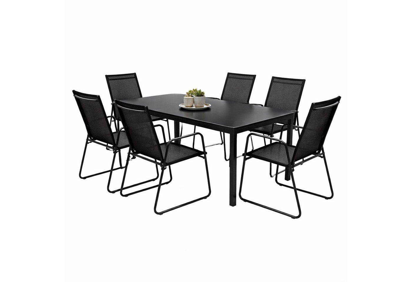 Mojawo Essgruppe 7tlg Gartengarnitur Gartenmöbel Glastisch 150x80cm 6 x Stuhl