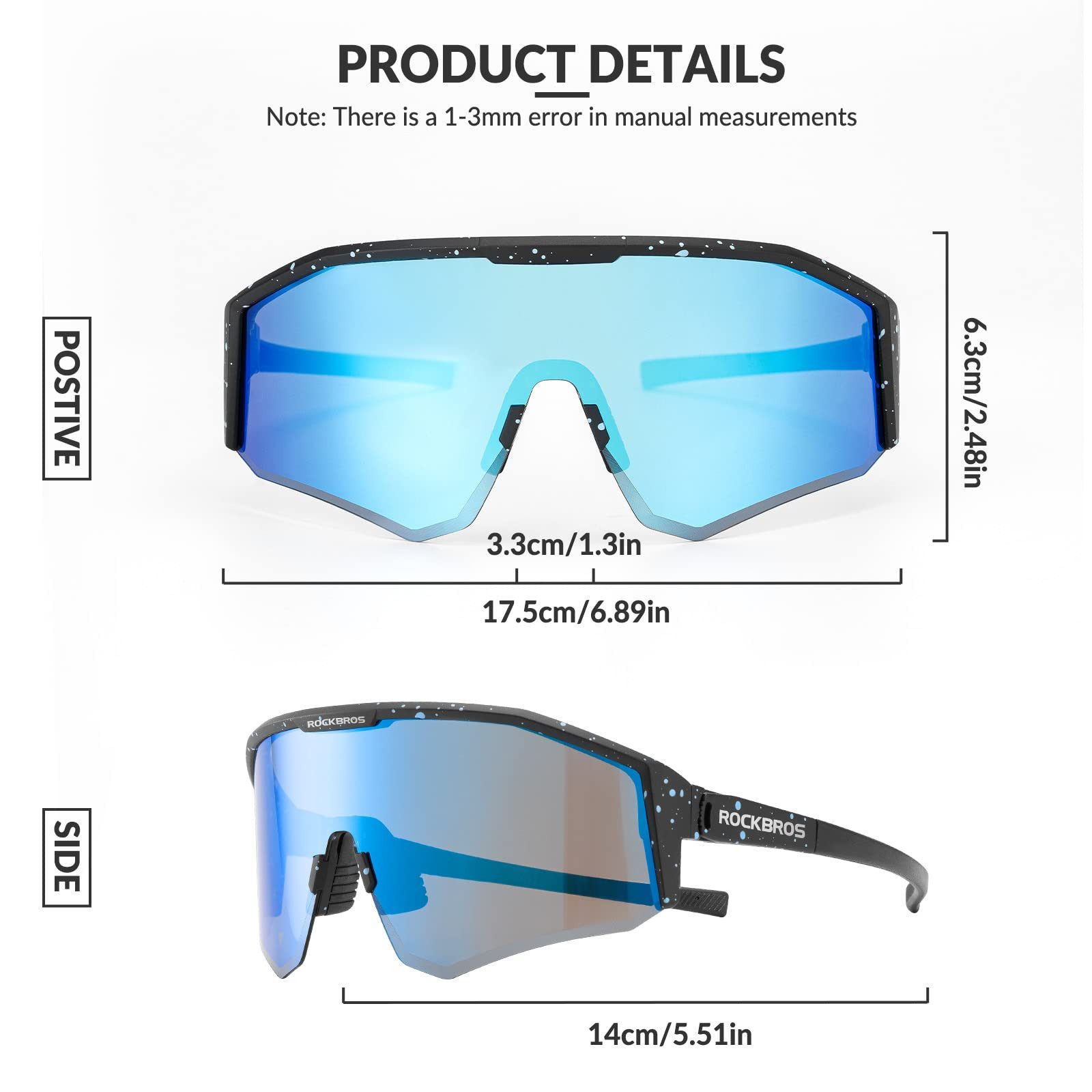 ROCKBROS Fahrradbrille Polarisierte Fahrradbrillen Damen Herren, (TAC-Gläser + TR90-Rahmen), Verstellbarer-Bügel-Design für Radfahren Laufen Angeln