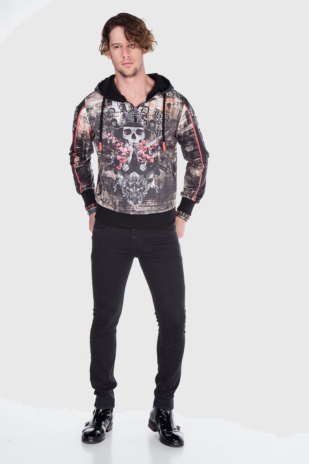 Cipo & Baxx Kapuzenpullover Sweatshirt (1-tlg) mit coolem Allover-Print