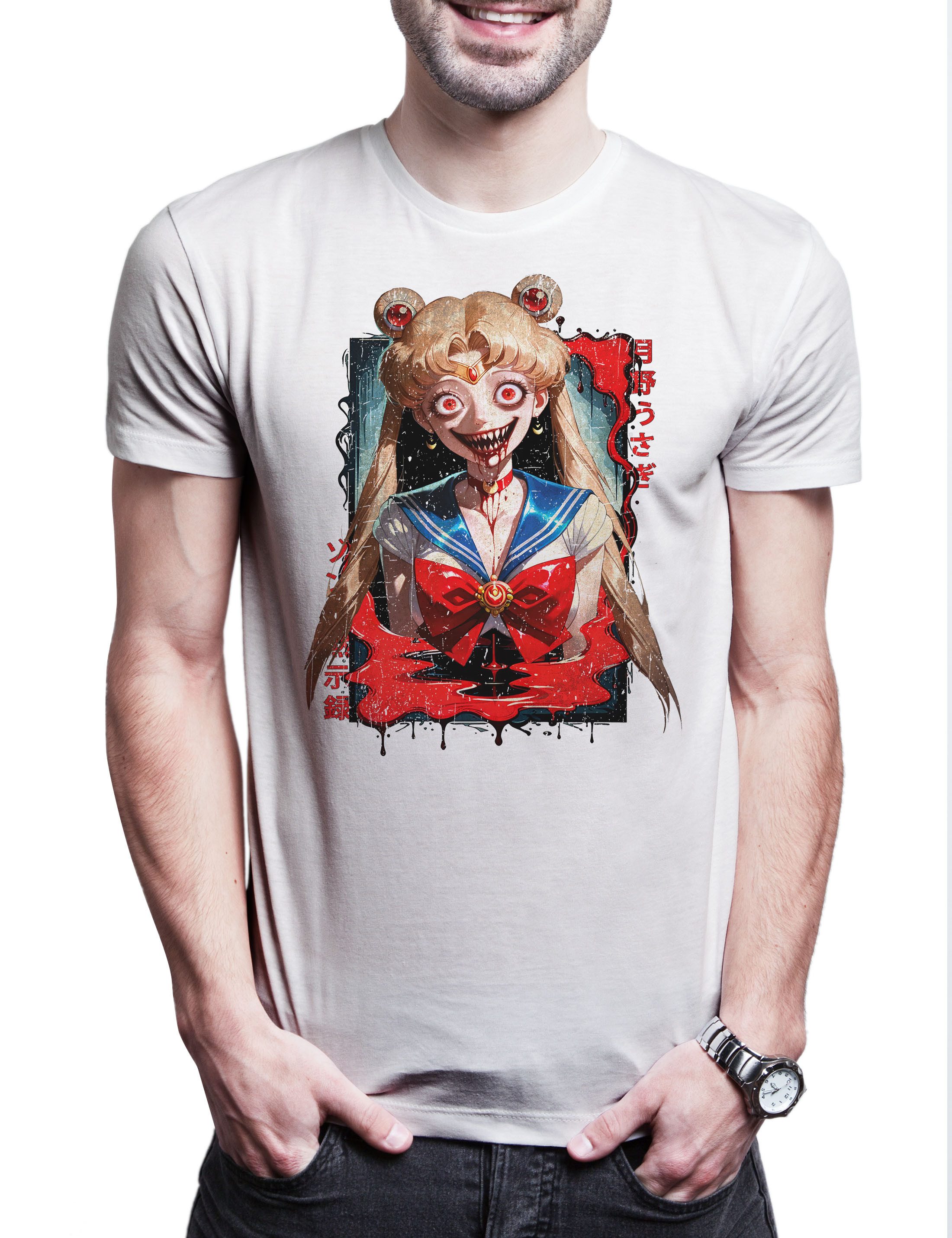 Print-Shirt Horror MoonHerren T-Shirt Anime Sailor Girl Usagi Tsukino Princess