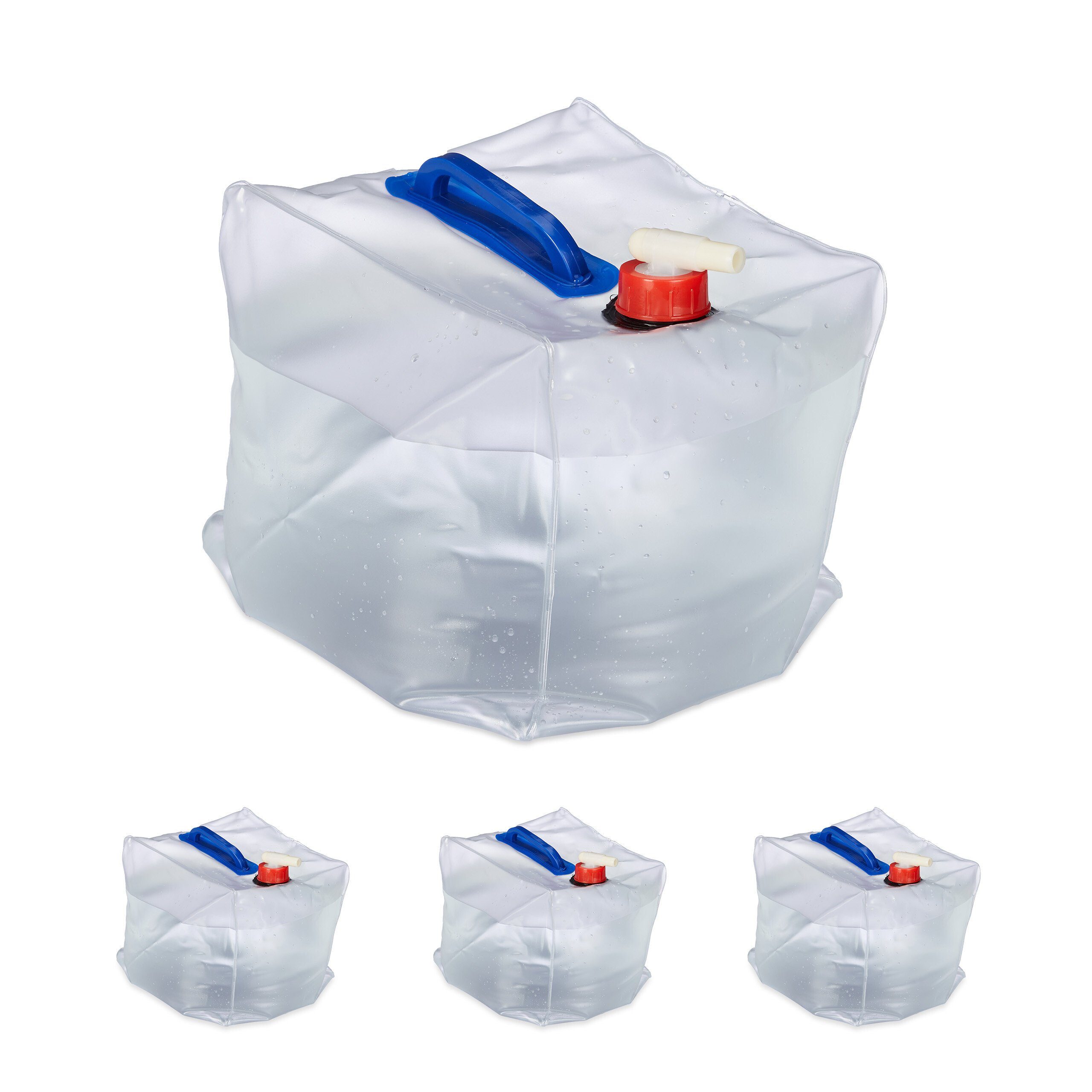 Wasserkanister 4x 10 Liter Auslaufhahn Ausgießtülle Camping Wasserbehälter