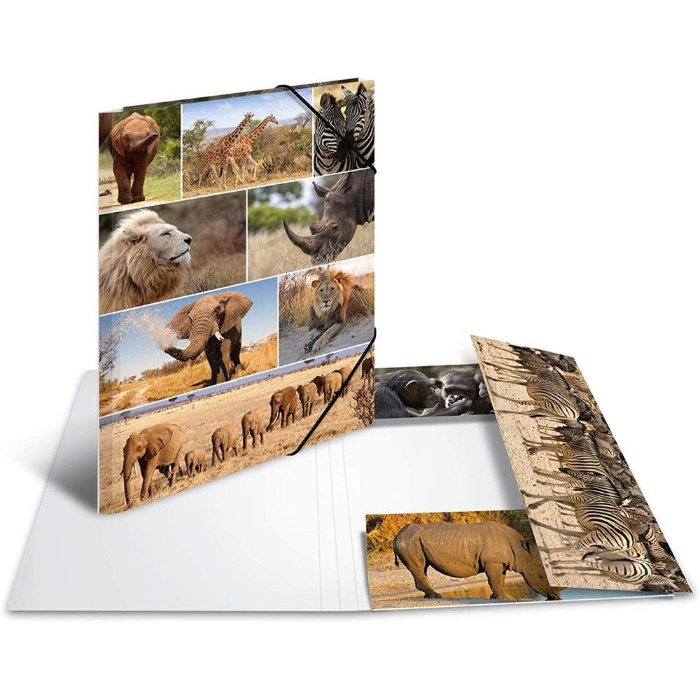 Organisationsmappe Sammelmappe DIN A3 Karton Tiere Afrika