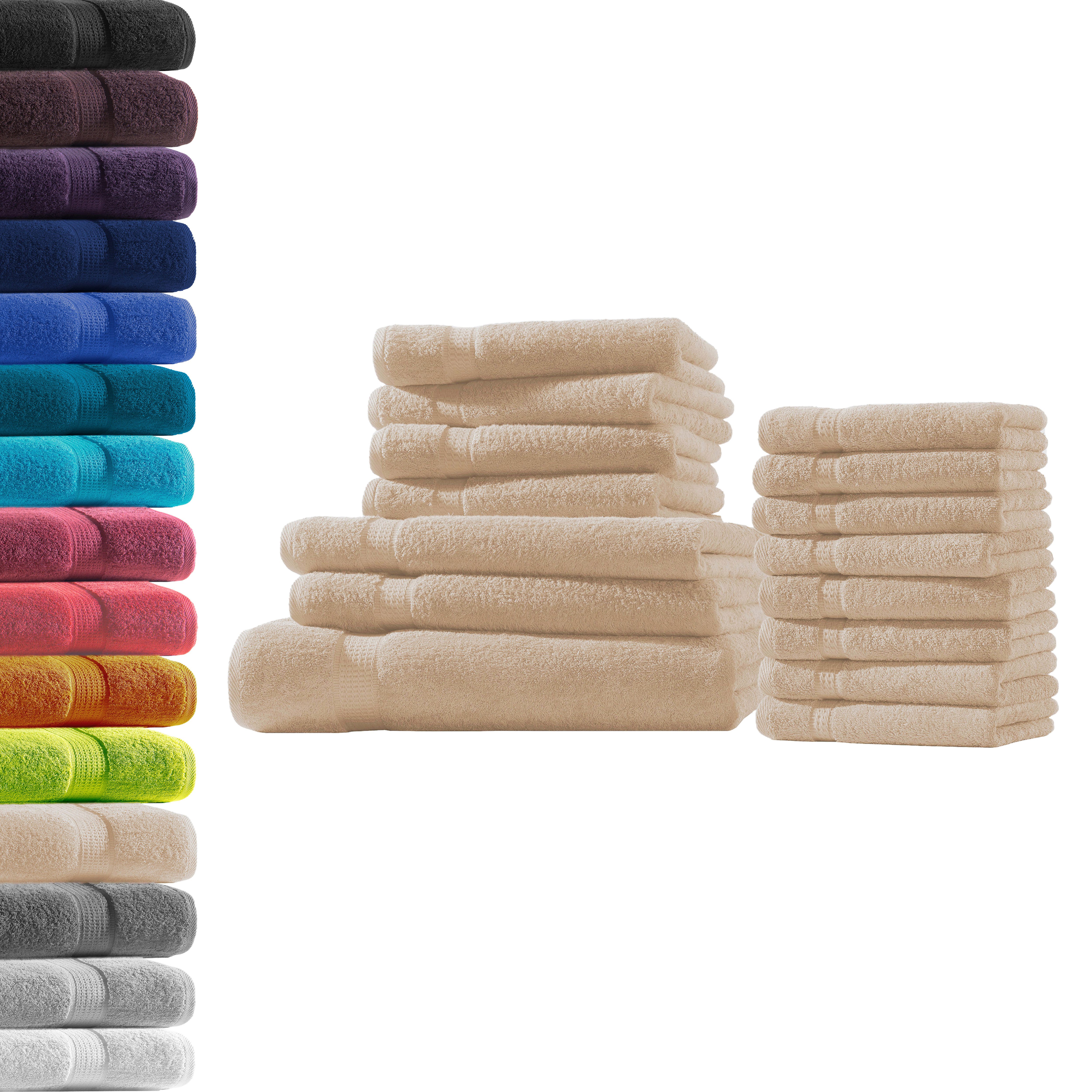 Hometex Premium Textiles Handtuch in Premium Qualität 500 g/m², Feinster Frottier-Stoff 100% Baumwolle, 1x Badetuch + 2 Duschtuch + 4 Handtuch + 8 gastetuch, weich, saugfähig, extra schwer & flauschig