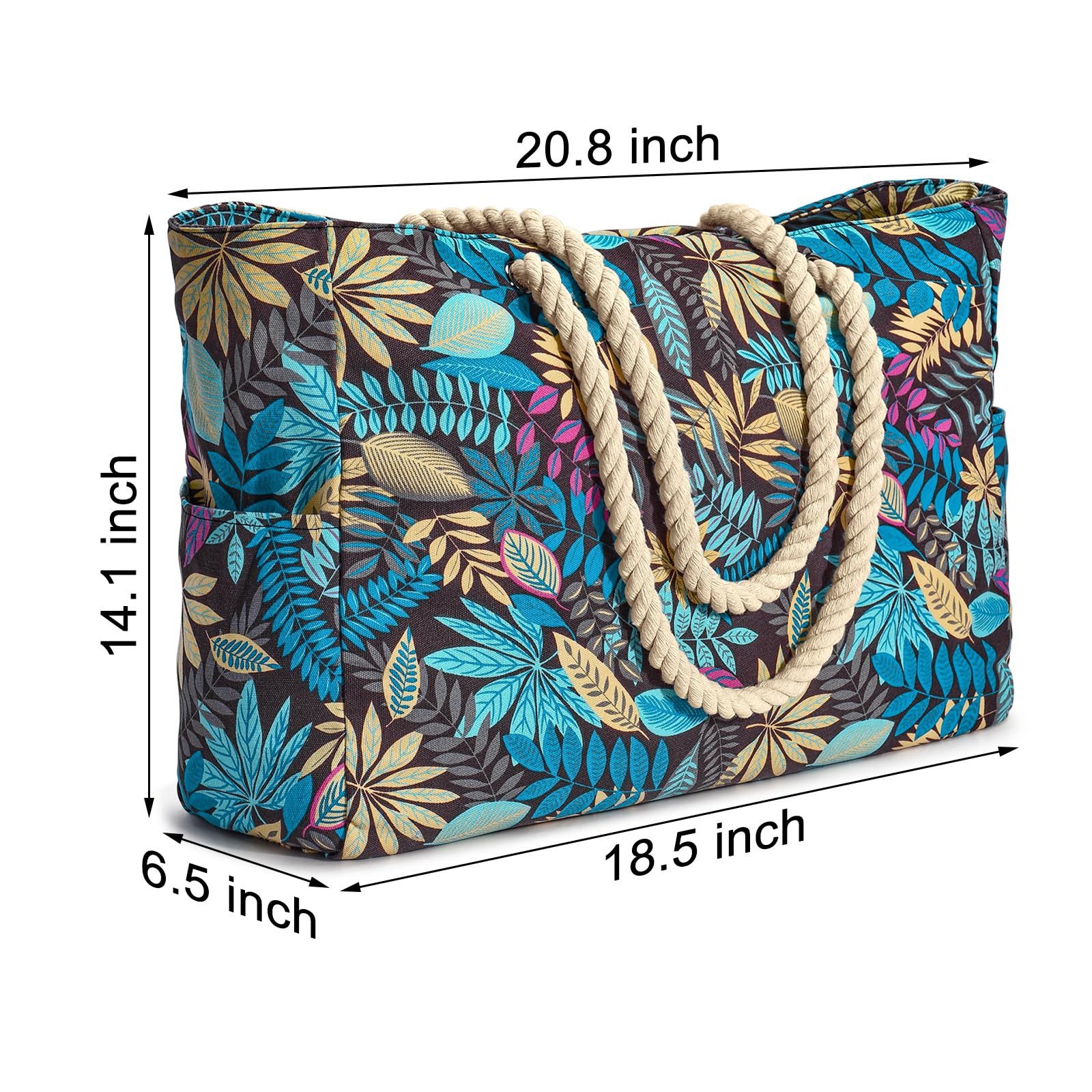 Bwecuy Strandtasche Groß Strandtasche mit Reißverschluss Wasserdicht Sanddicht (Handtasche Umhängetasche Damen, Faltbar Ultraleicht Badetasche), für Urlaub Reis – Bild 2 von 5