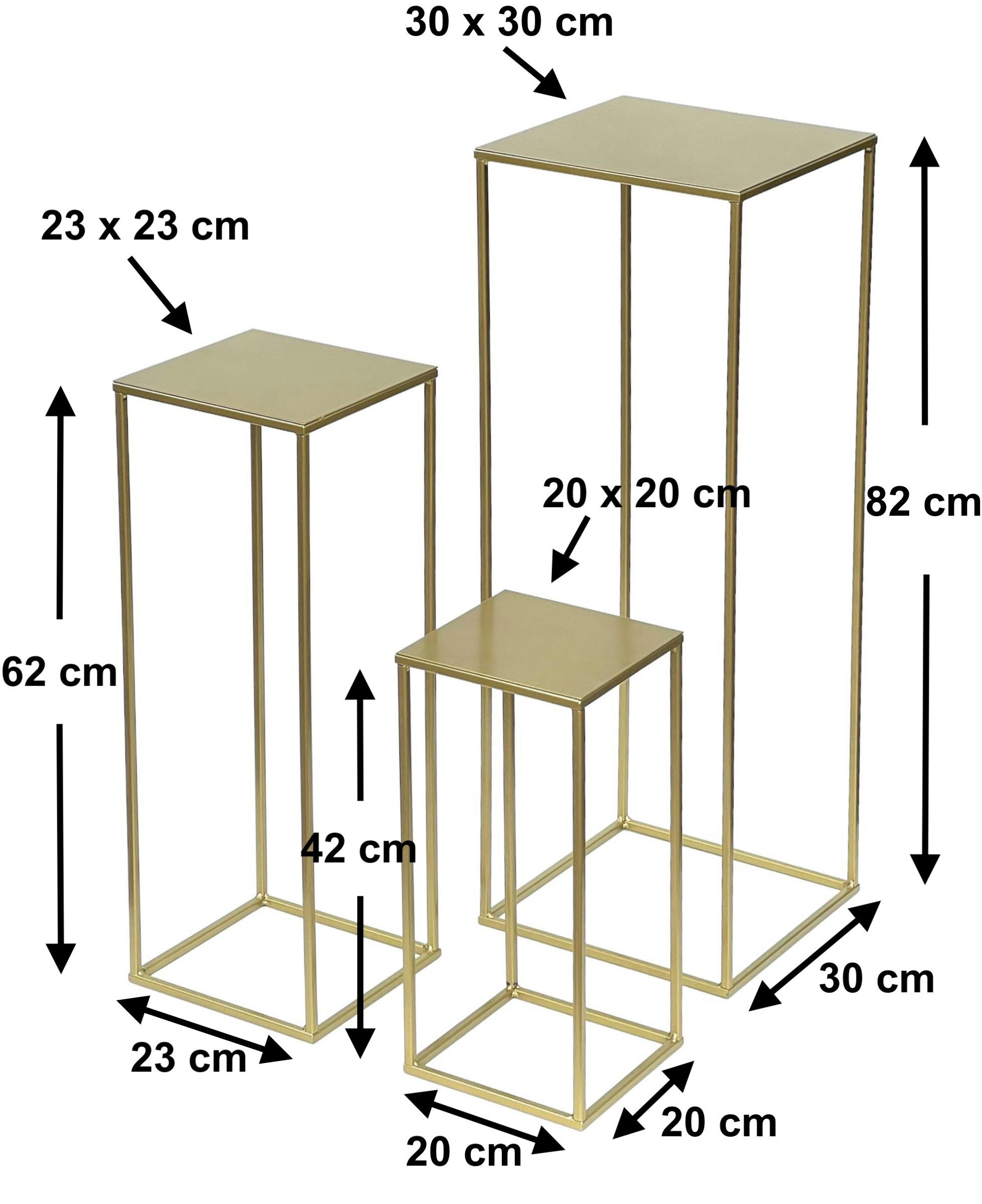 DanDiBo Blumenhocker Metall Gold Eckig 3er Set Blumenhocker Beistelltisch günstig online kaufen