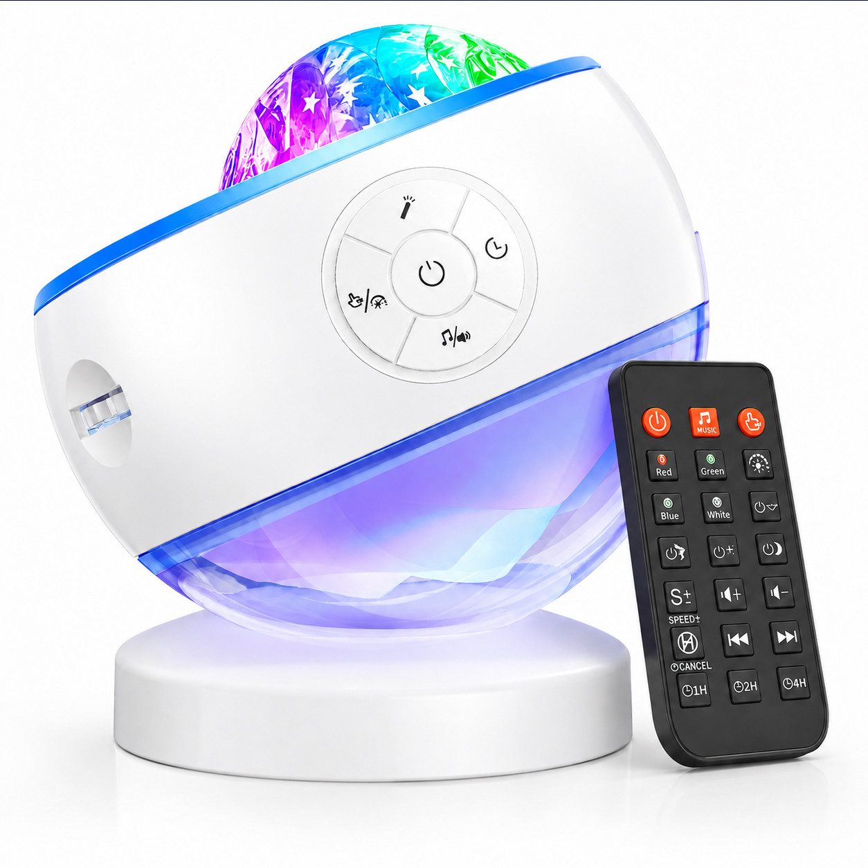 Futicare Nachtlicht LED Sternenhimmel Projektor mit Nordlicht, 16 Farben & 300 Lichtmodi, 5 Motive, Bluetooth-Lautsprecher, 10 Weißrausch-Klänge, Fernbedienung & Timer, Geschenk für Geburtstag & Weihnachten