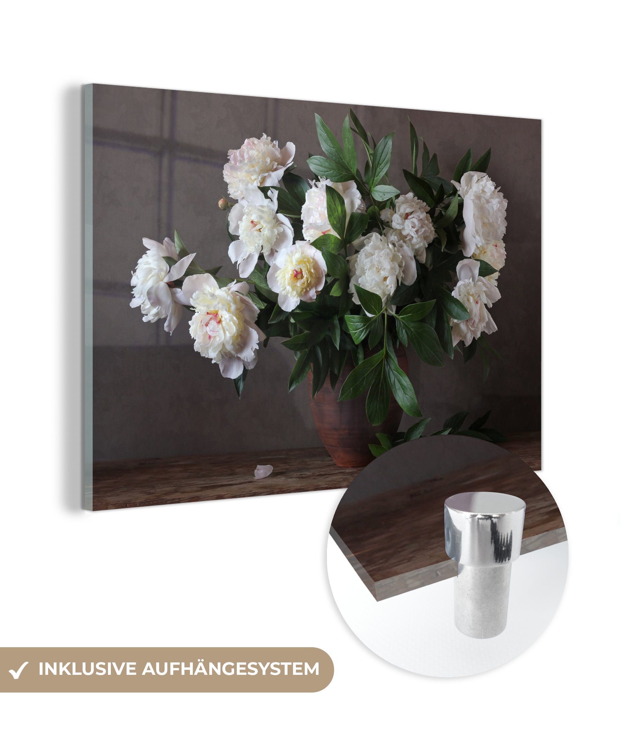 MuchoWow Acrylglasbild Blumen - Stilleben, (1 St), Glasbilder - Bilder auf Glas Wandbild - Foto auf Glas - Wanddekoration | Bilder