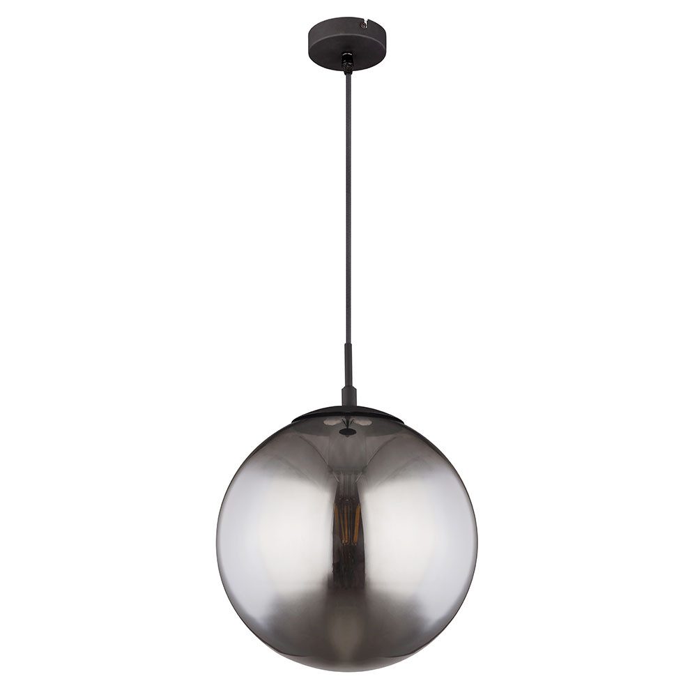 GLOBO LIGHTING Hängeleuchte, Leuchtmittel nicht inklusive, Hängeleuchte Pendelleuchte Kugellampe E27 Rauchglas schwarz E27 Metall