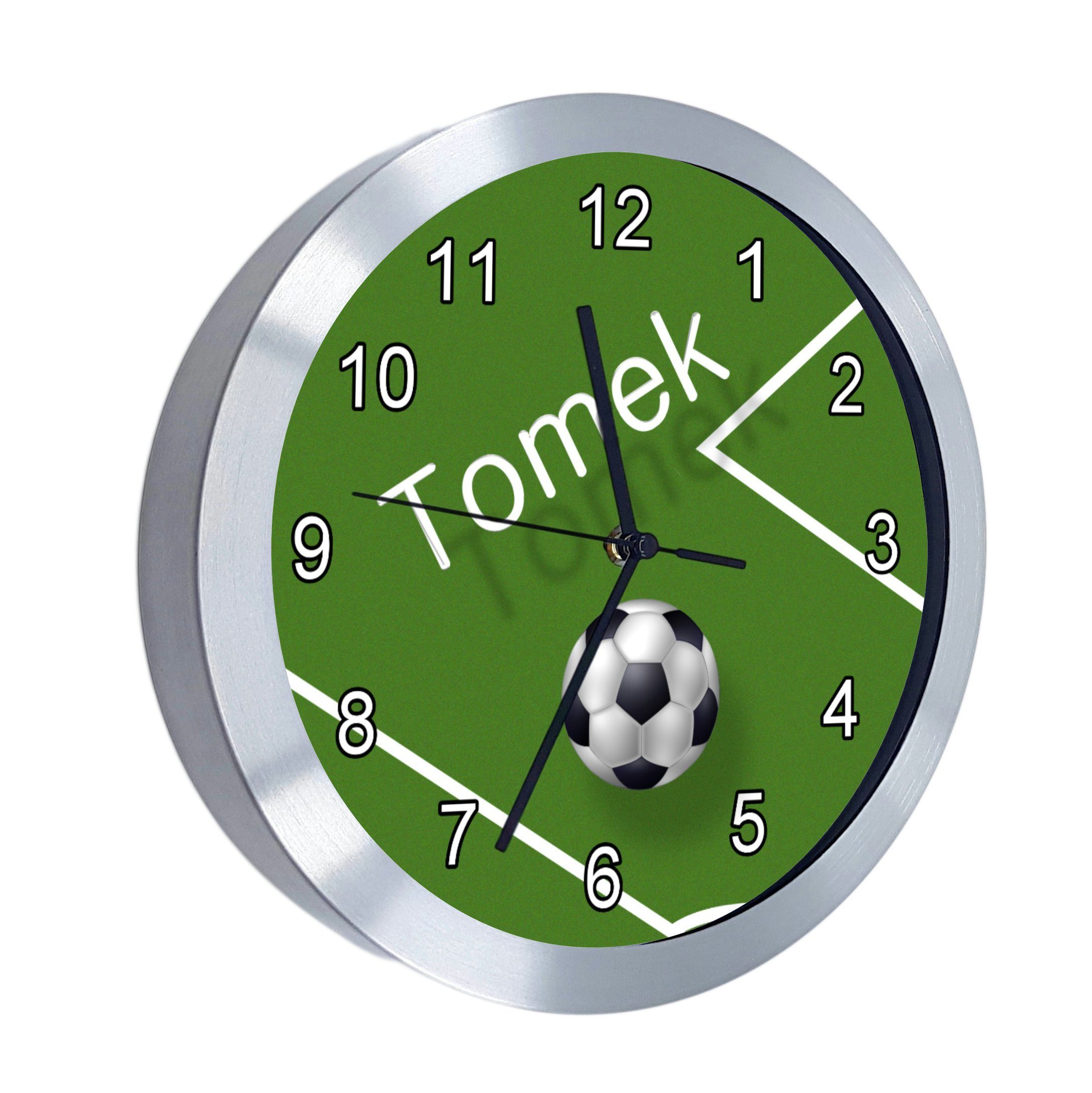 Wanduhr Kinderzimmer Funkwanduhr Fußball personalisiert CreaDesign Kinder