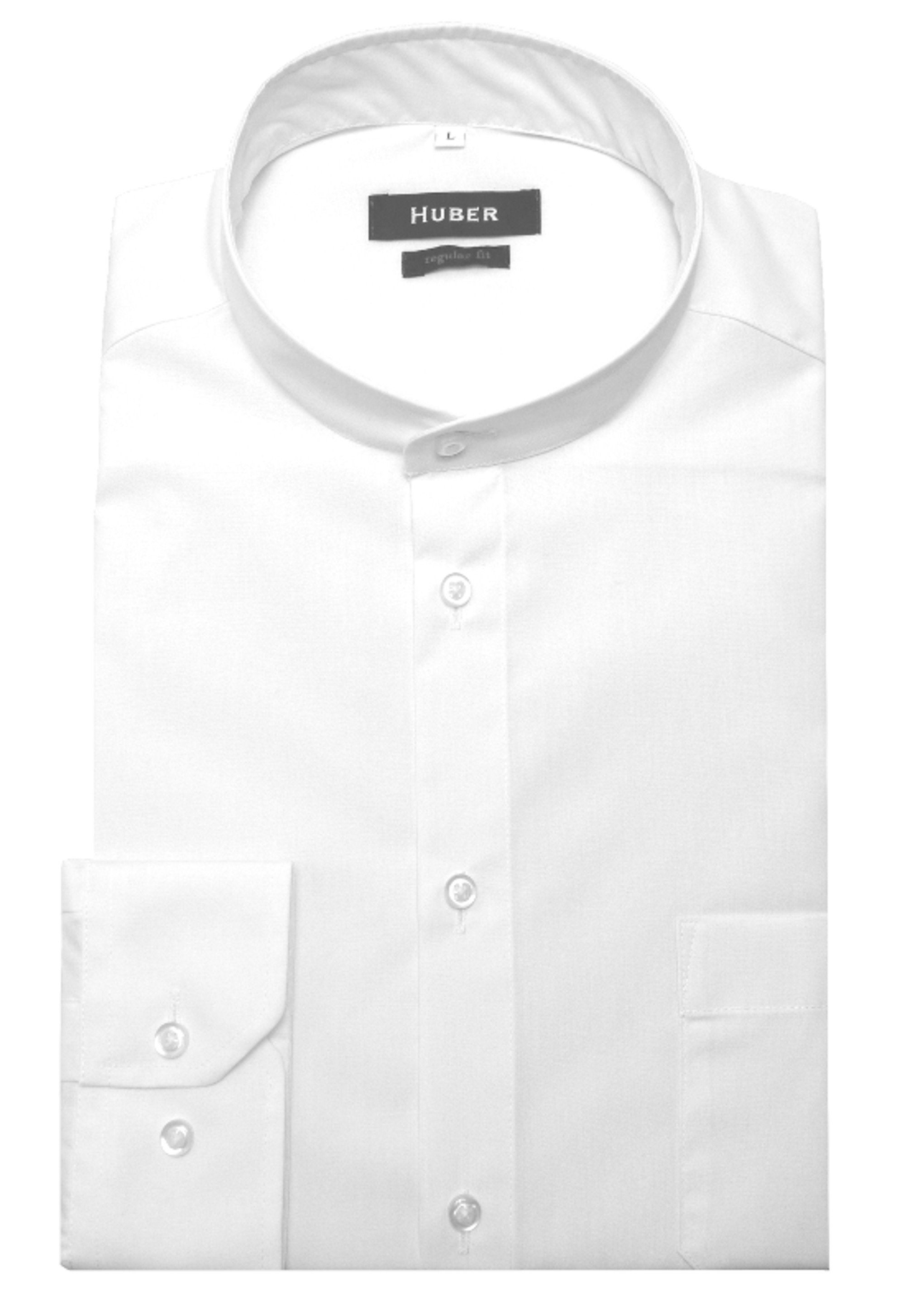 Huber Hemden Langarmhemd HU-0650 Stehkragen, Knopfleiste, RegularFit - gerader Schnitt, Made in EU