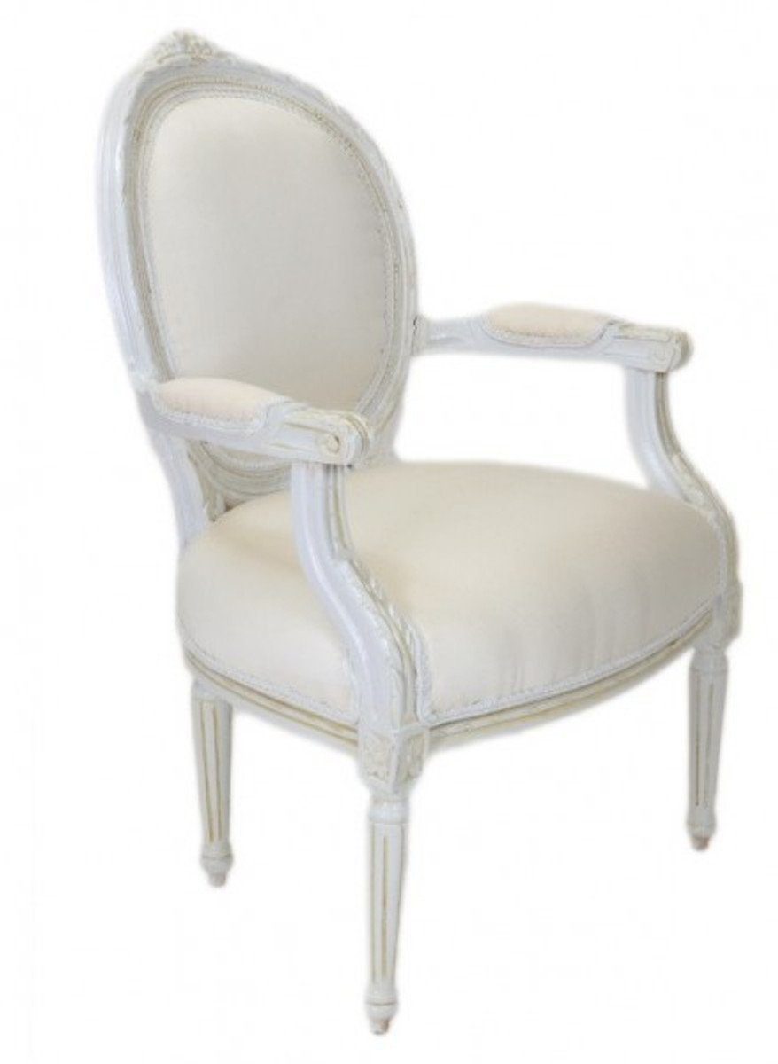 - Möbel Casa Luxus Weiß Antik Barock Stuhl Medaillon Padrino Stil Besucherstuhl Antik Salon