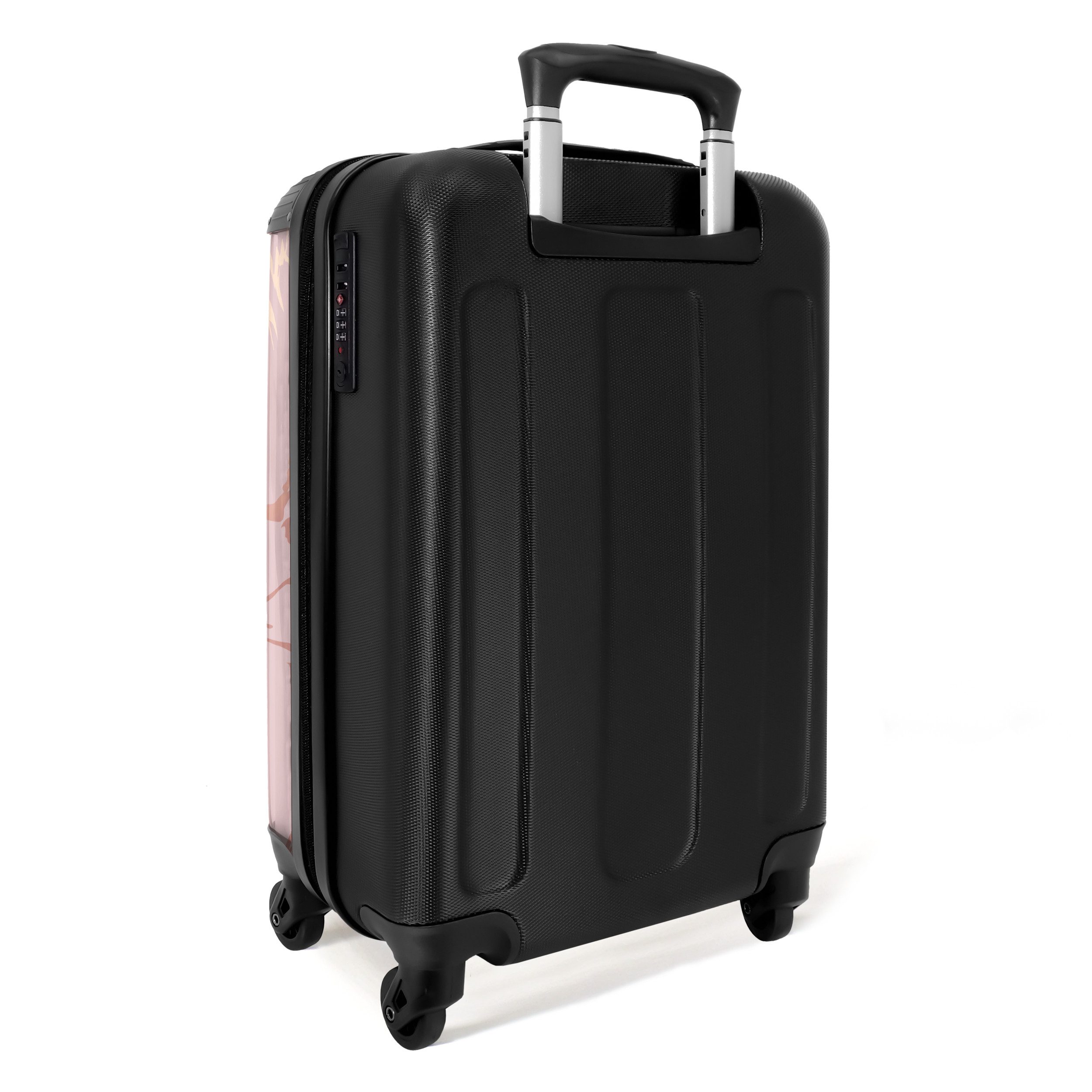 NoBoringSuitcases.com© Hartschalen-Trolley Marmor - Roségold - Linie - Mädchen 55x35x20cm, 4 Rollen, Handgepäck-Koffer, Kinderkoffer, Reisekoffer Mädchen