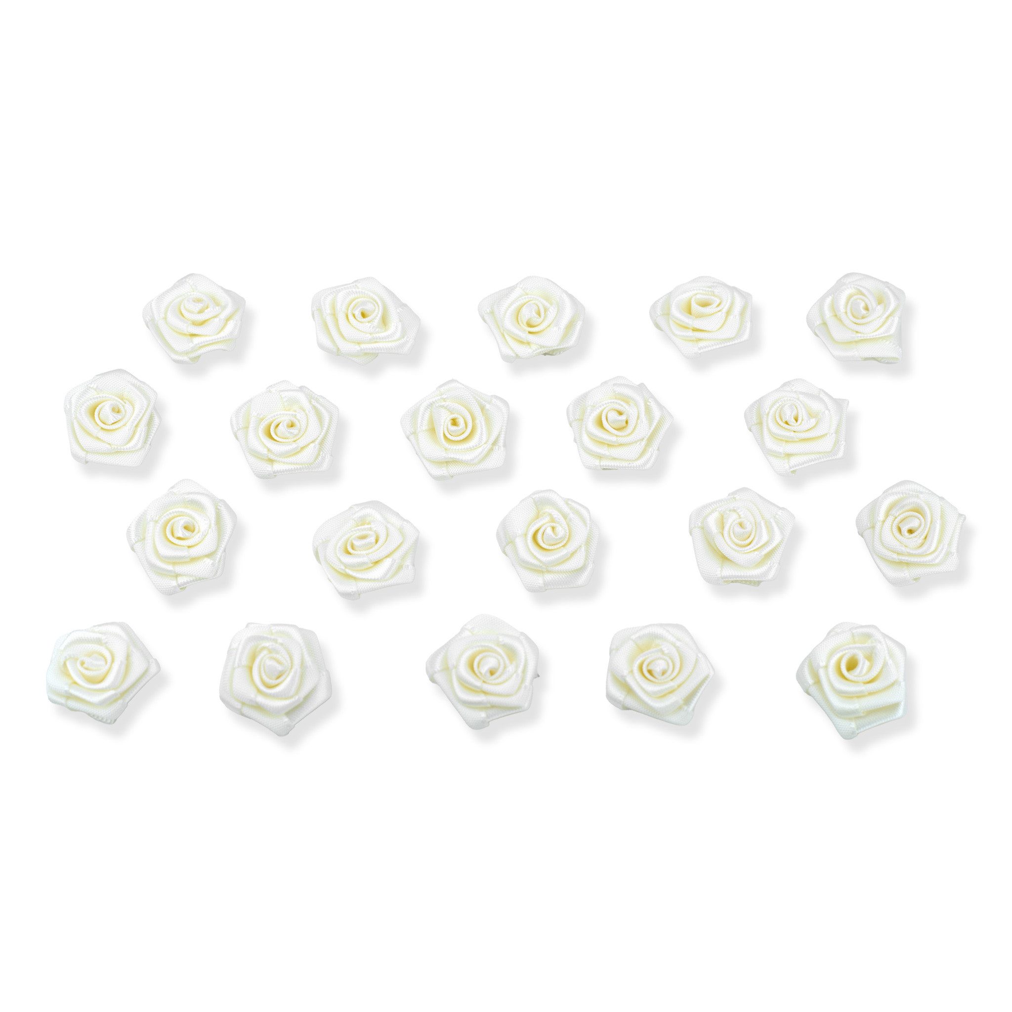 Creativery Streudeko, Satinrosen 2cm zum Basteln & Aufnähen 20 Stück Creme