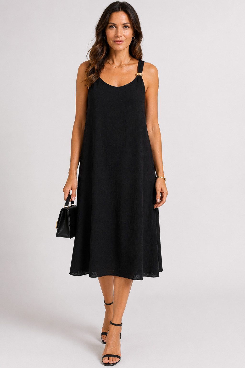 ITALY VIBES Sommerkleid - luftiges A-Linien Kleid mit Deko-Schließen - Damen Kleid ONE SIZE - passend für Größen M bis XL