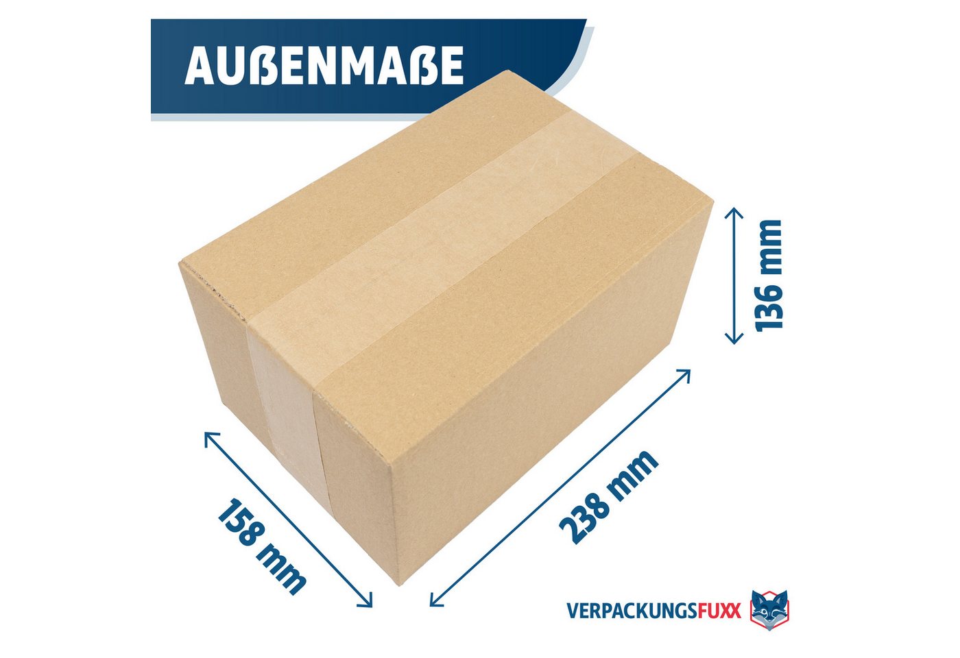 Thumbnail - VERPACKUNGSFUXX Karton Faltkarton 23 x 15 x 12 cm, 20 Stk., stabiler Versandkarton, 1-wellig, Päckchen