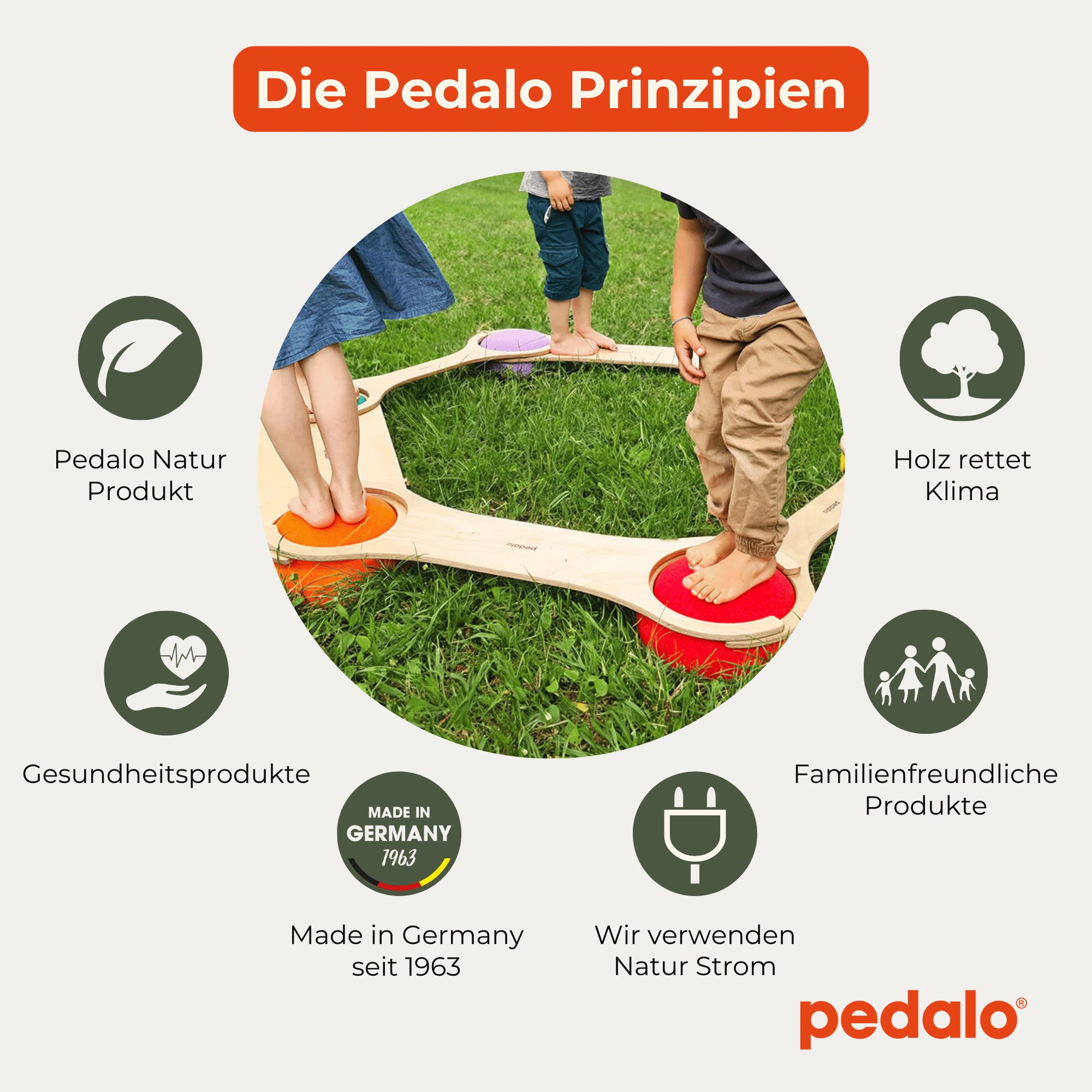 pedalo® Balanceboard Stapelbaustein Balanciersteg / Gleichgewicht Parcours / Kinder, Passend für original Stapelsteine, Schmal