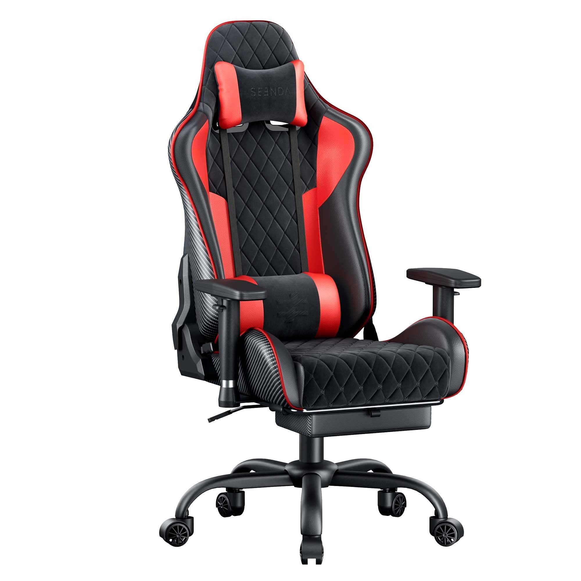 Seenda Campingstuhl Bürostühle Ergonomischer Stuhl Gaming-Stuhl schreibtischstuhl, 110°-Krümmung, verstellbare Kissen, 145° Neigung + Fußstütze