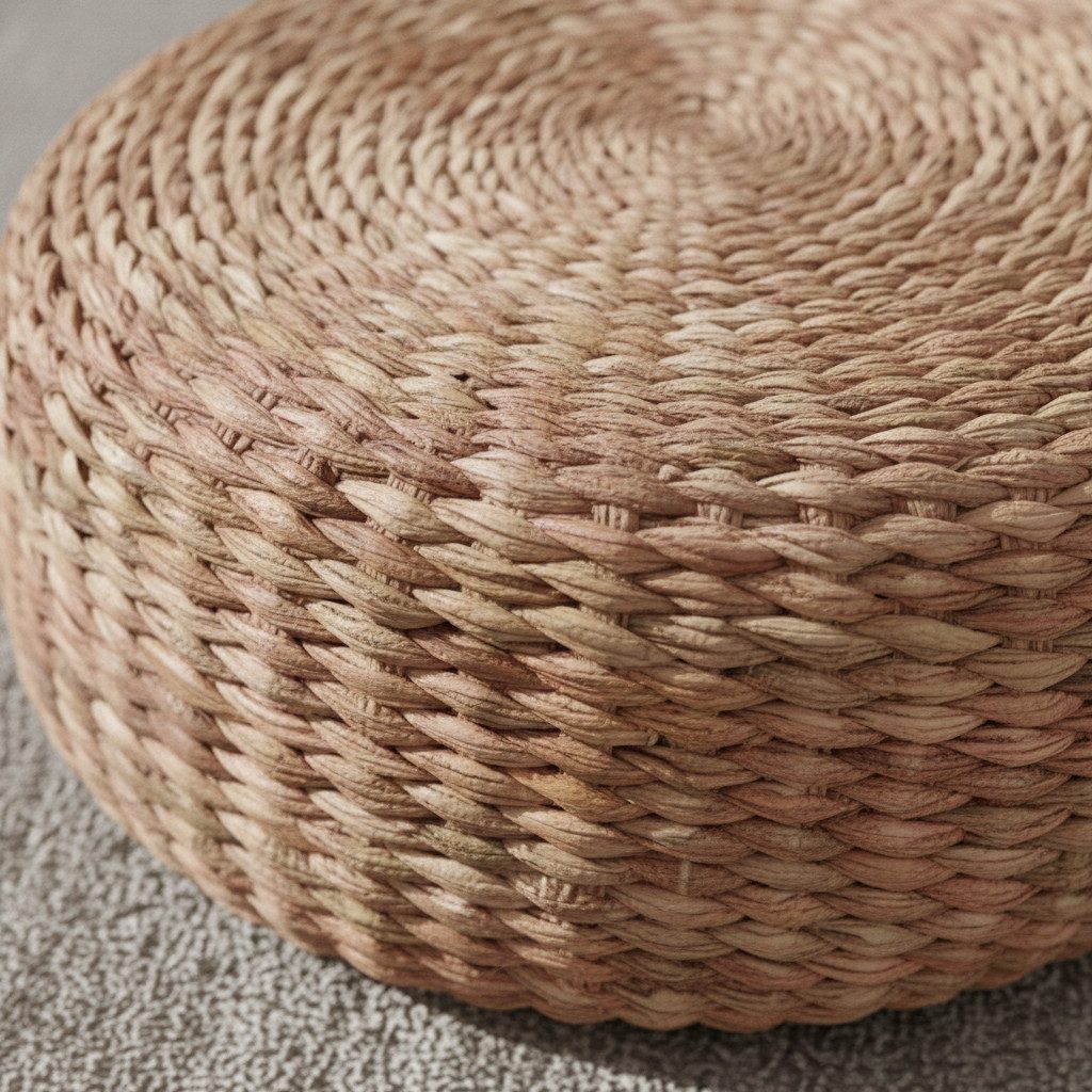 wohnfreuden Sitzhocker Pouf BRUNO aus Wasserhyazinthe Fußhocker Ø 30 cm, 49537