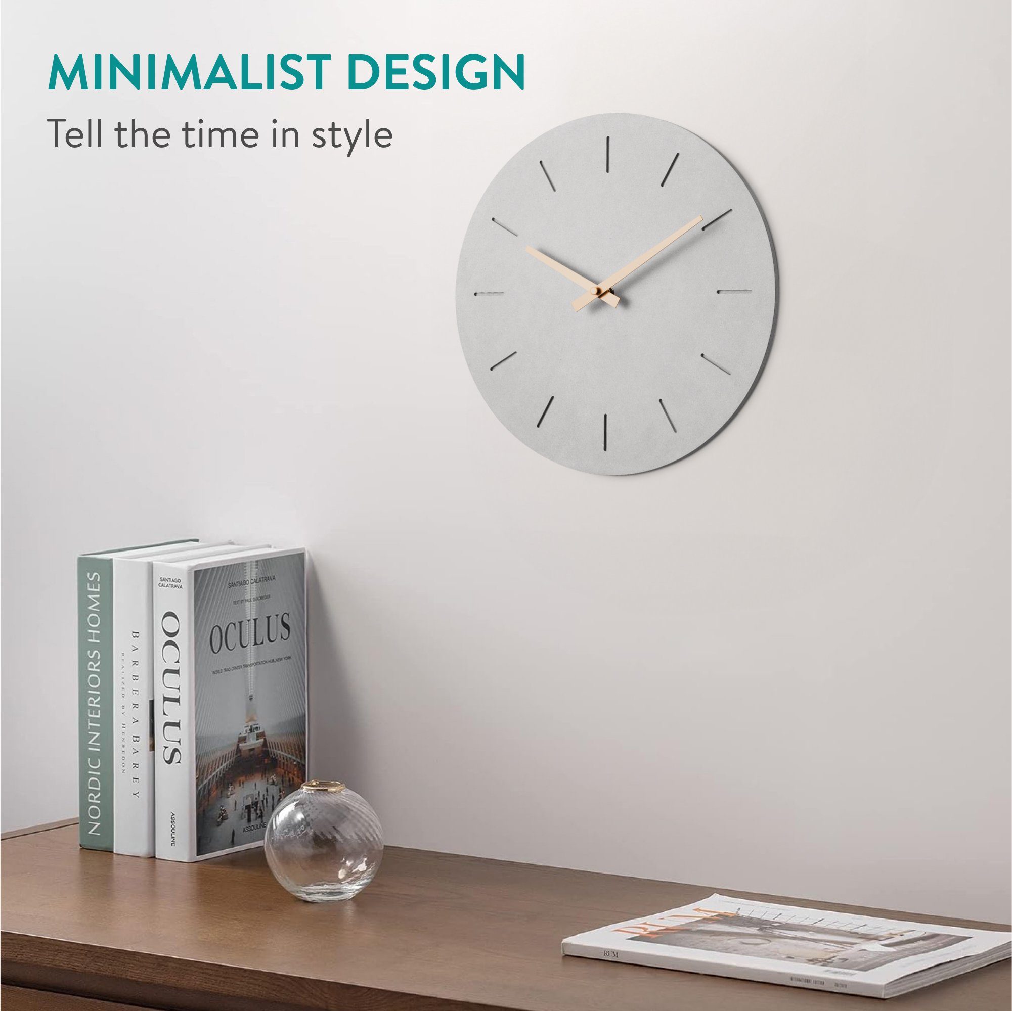 Navaris Wanduhr Analog Wanduhr rund - Ø 30,5 x 4,4 cm - analoge Deko Uhr günstig online kaufen