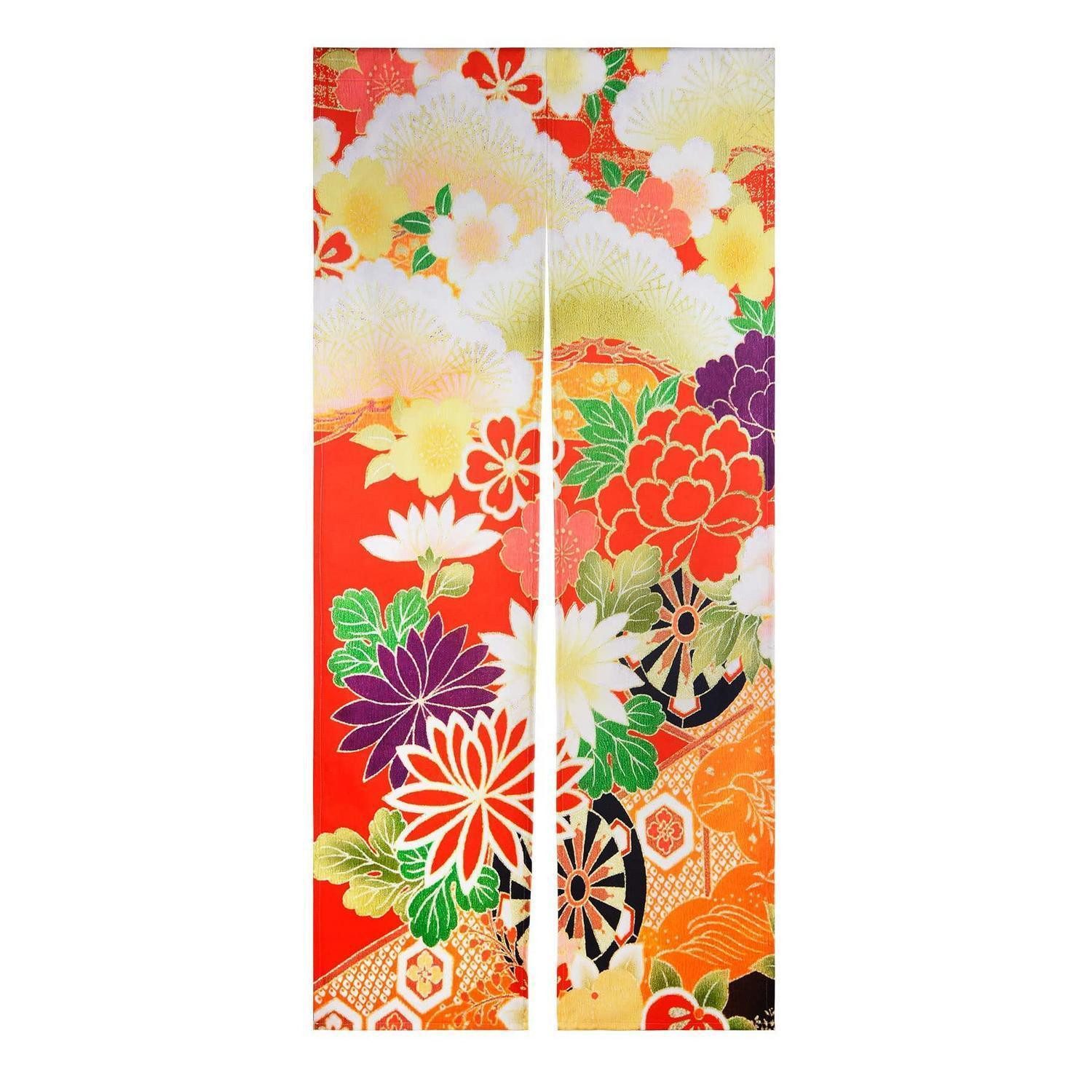 LuxusKollektion Türvorhang Noren Raumteiler Blumen Orange 85x180cm (1 St)