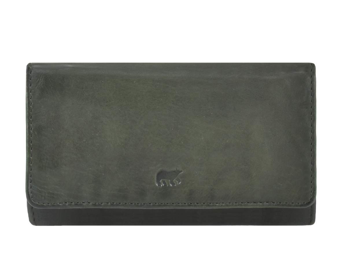 12 Portemonnaie, Kartenfächer, oliv Geldbörse Damenbörse, Bear Noor, grün, 17x9cm in Leder Design