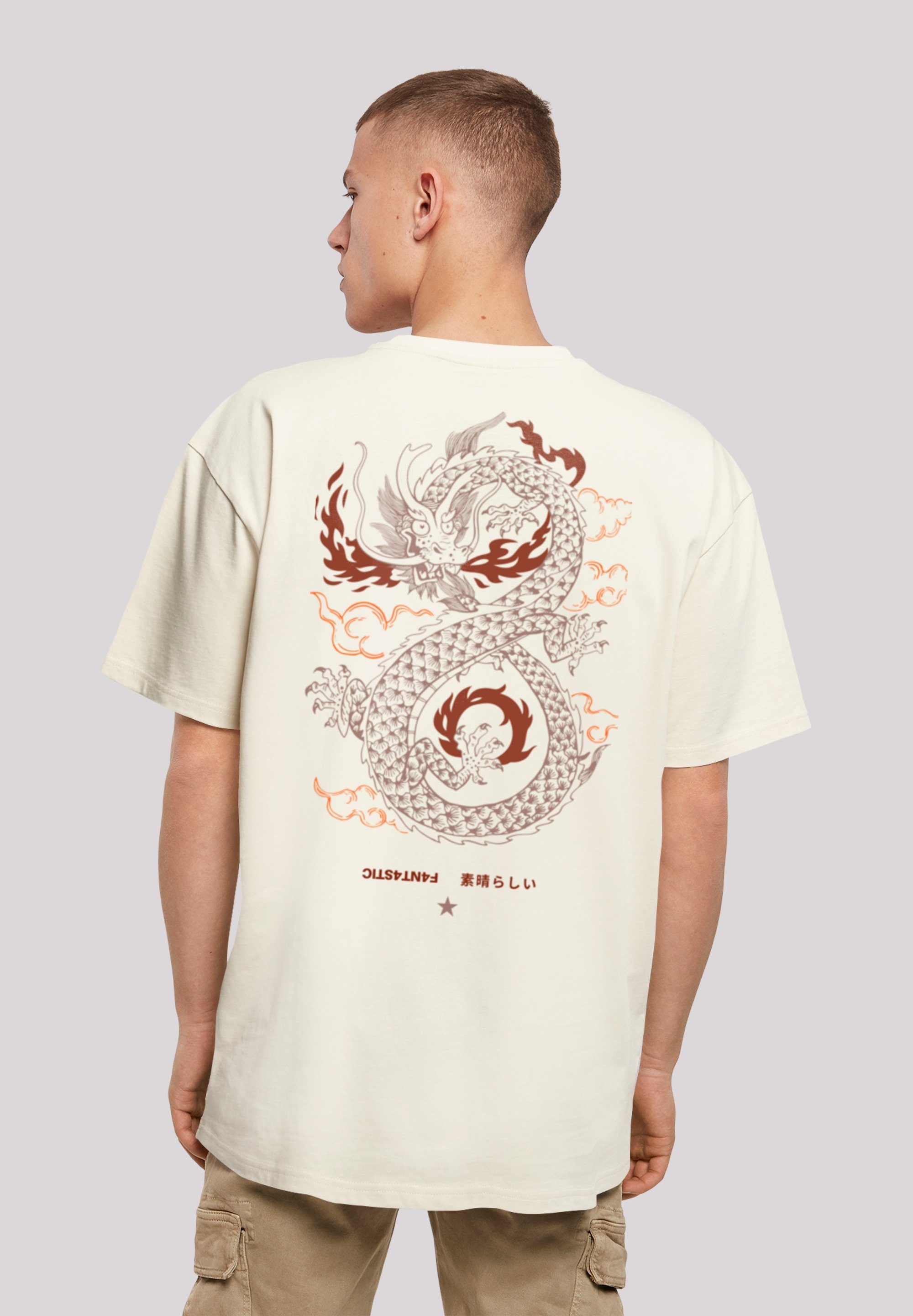 F4NT4STIC T-Shirt Drache Feuer Japan Print sand