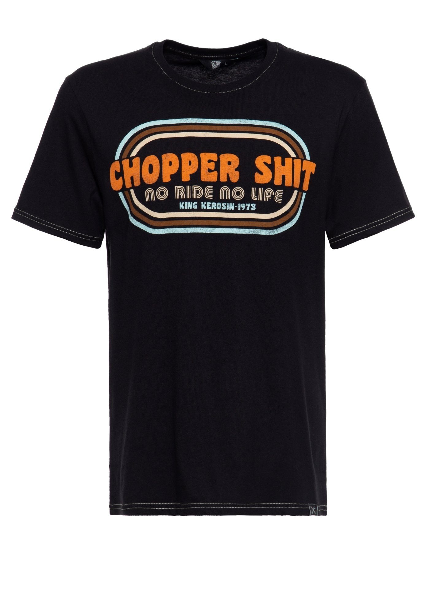 KingKerosin T-Shirt Chopper Sh*t mit Print und farbigen Absteppungen