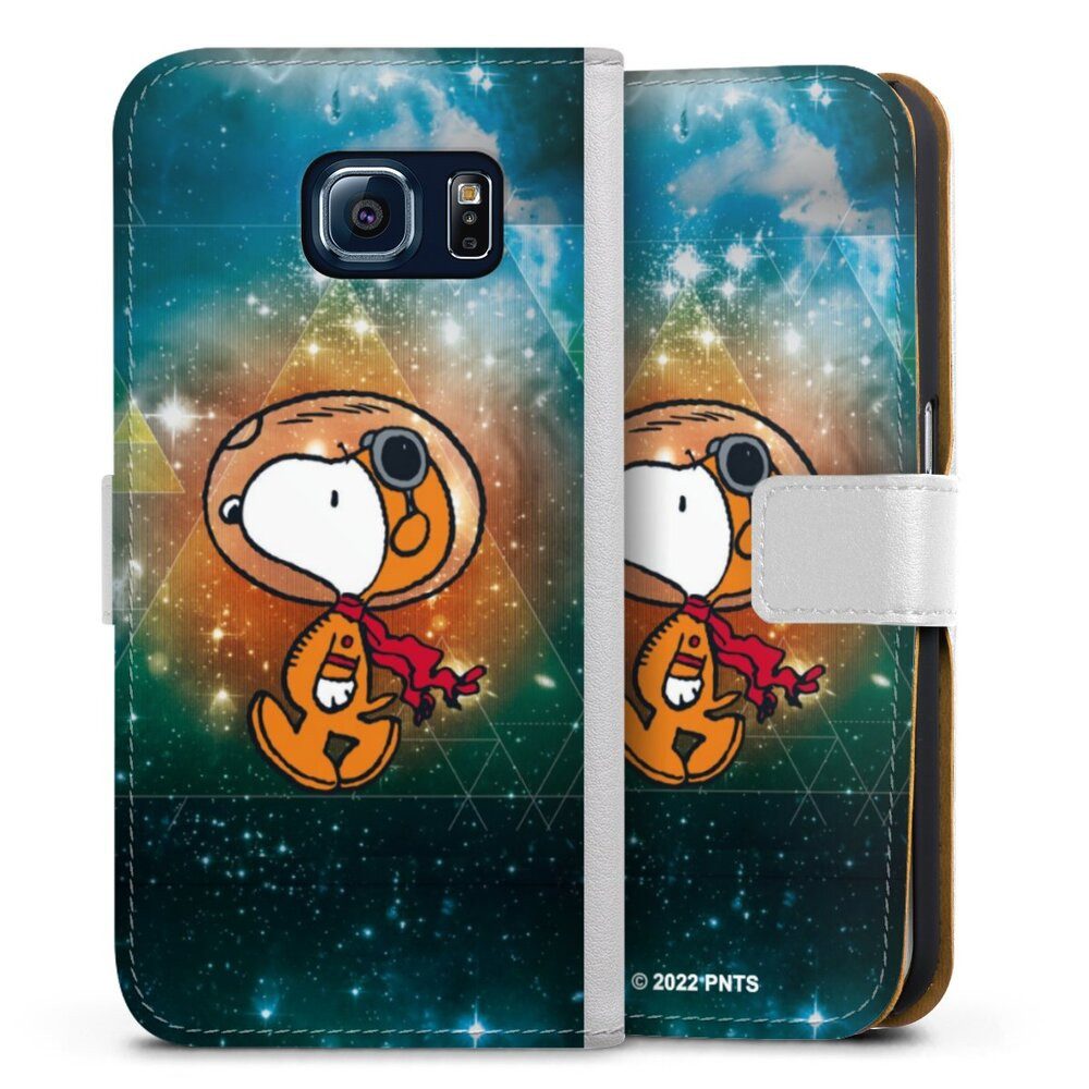 DeinDesign Handyhülle Snoopy Astronaut Offizielles Lizenzprodukt, Samsung Galaxy S6 Hülle Handy Flip Case Wallet Cover Handytasche Leder