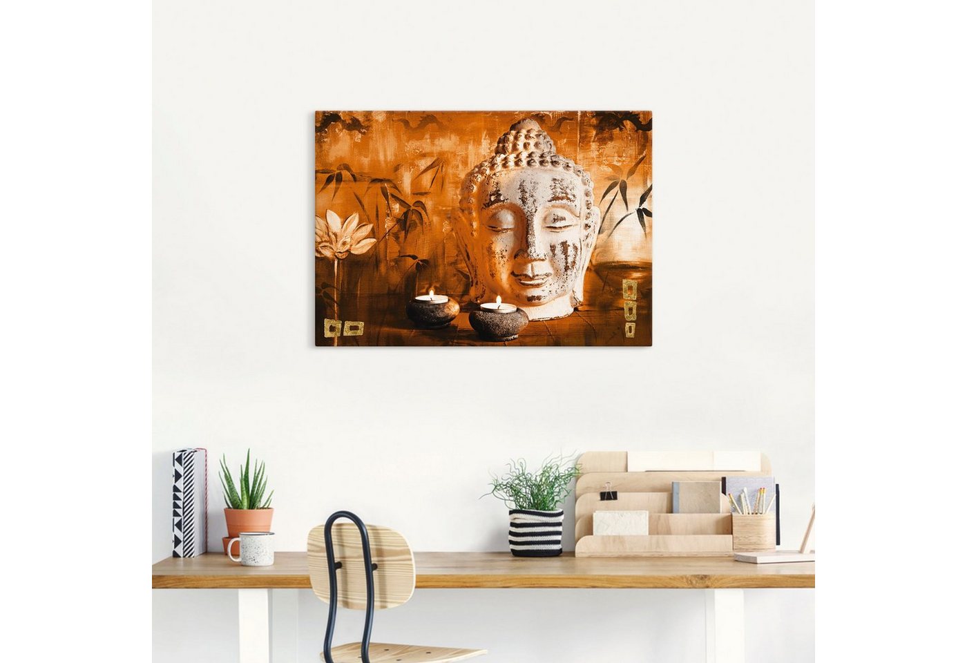 Artland Wandbild »Buddha mit Kerzen«, Religion (1 Stück), in vielen Größen & Produktarten -Leinwandbild, Poster, Wandaufkleber / Wandtattoo auch für Badezimmer geeignet-HomeTrends