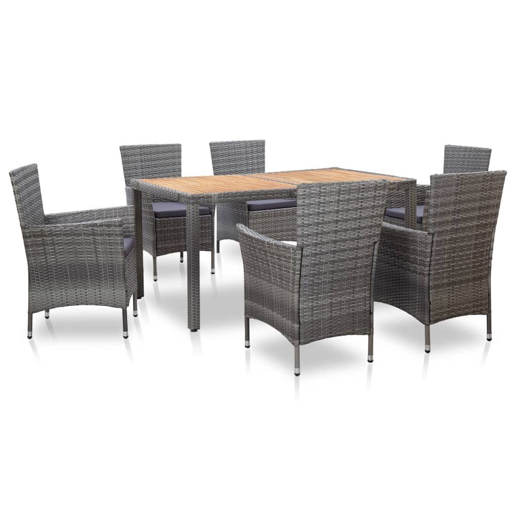 vidaXL Gartenmöbelset, Material: PE-Rattan, Akazien-Massivholz