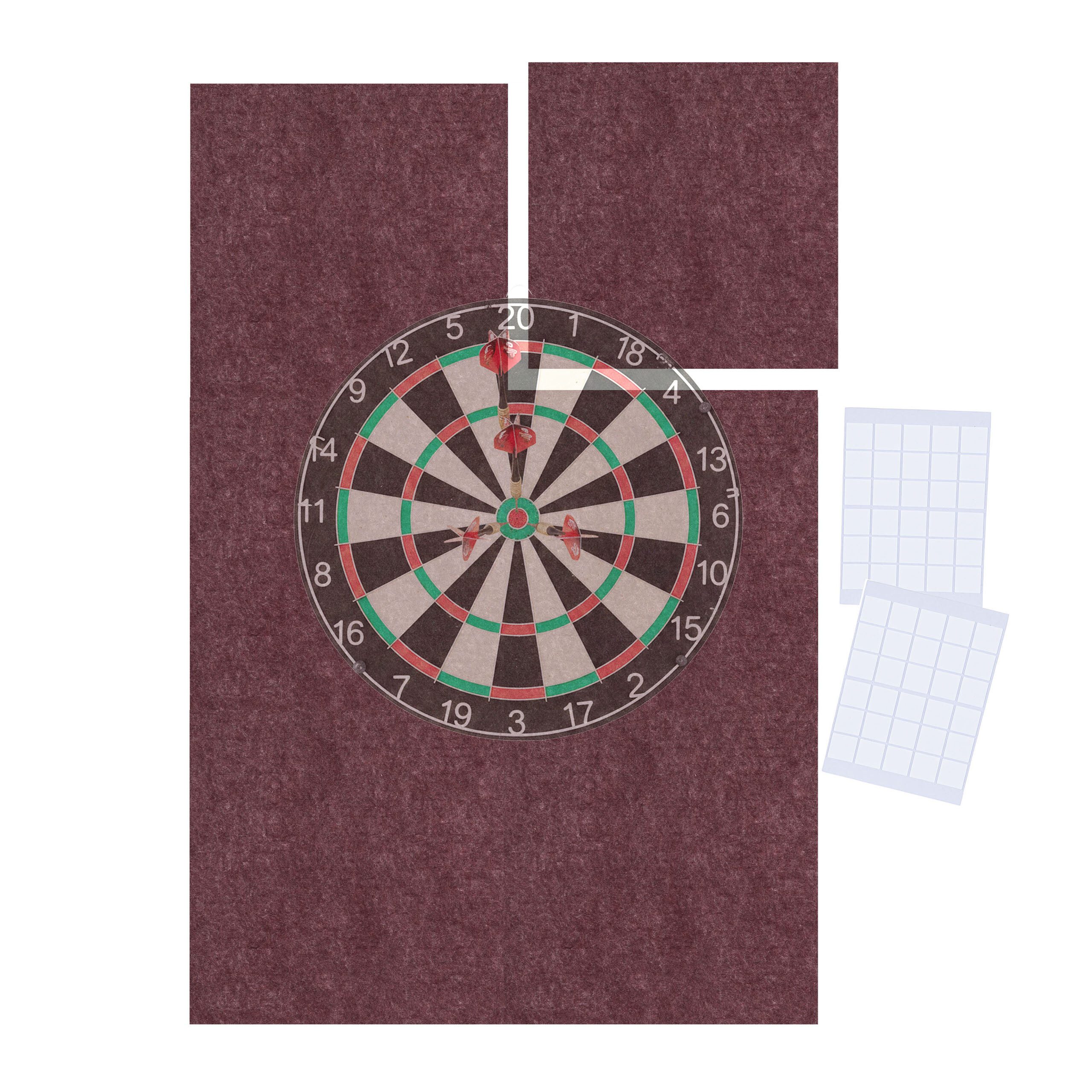 relaxdays Dart-Wandschutz Dartscheibe Schutz 6-teilig Filz (6 St), Bordeaux