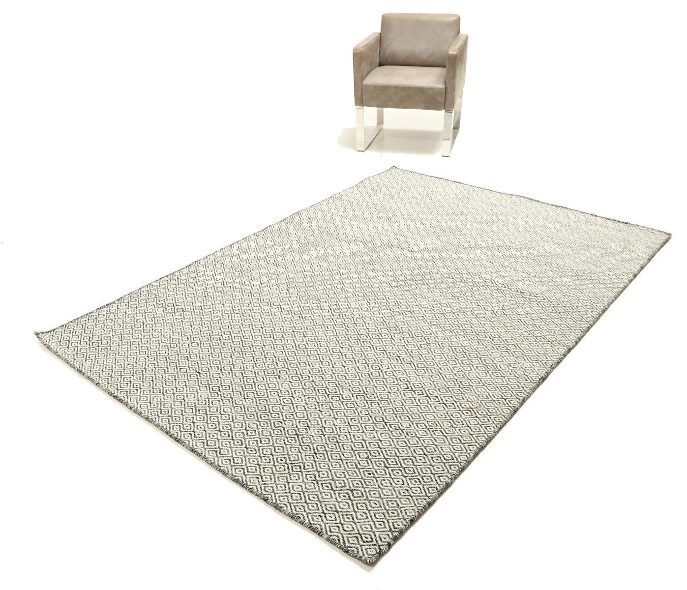 Carpet Avenue Teppich Kelim Lyza - Schwarz / Grau 230x160, Rechteck, Höhe: 4 mm
