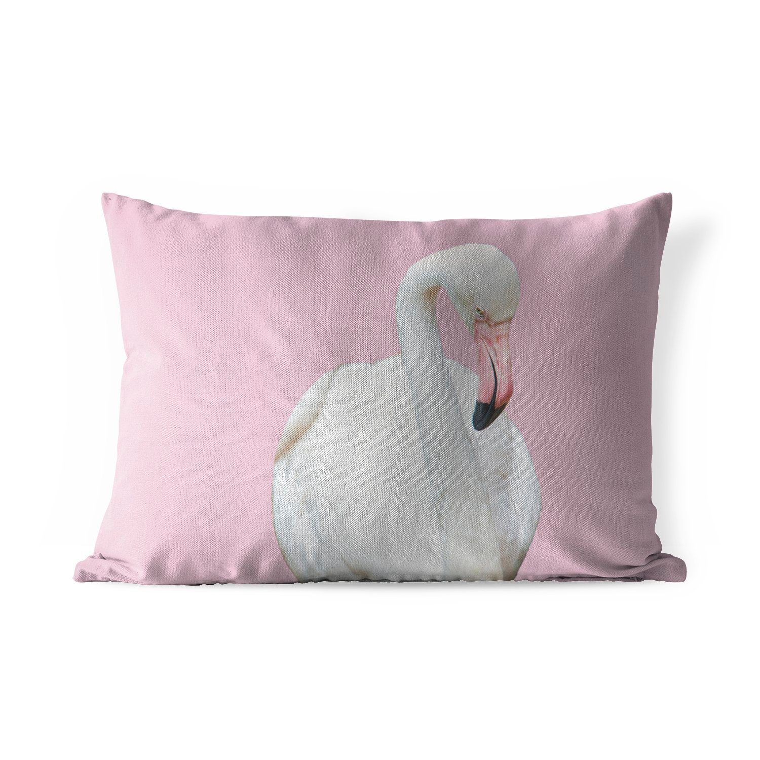MuchoWow Dekokissen Weißer Flamingo, Outdoor-Dekorationskissen, Polyester, Dekokissenbezug, Kissenhülle