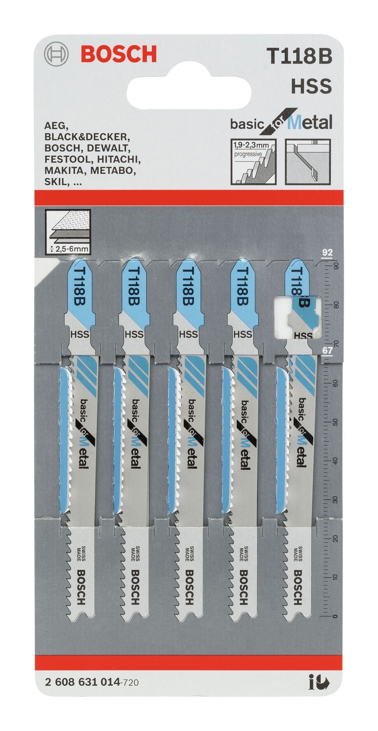 - Metal T 118 B for Stück), BOSCH (5 Stichsägeblatt Basic 5er-Pack