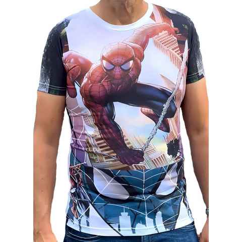 Spiderman Print-Shirt SPIDERMAN T-Shirt weiß Erwachsene + Jugendliche Slimfit S M L XL XXL