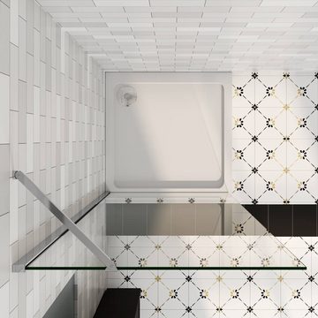 duschspa Duschwand 195cm Walk in Dusche Duschtrennwand Duschwand Seitenwand, (Set), Glas, Nano Glas