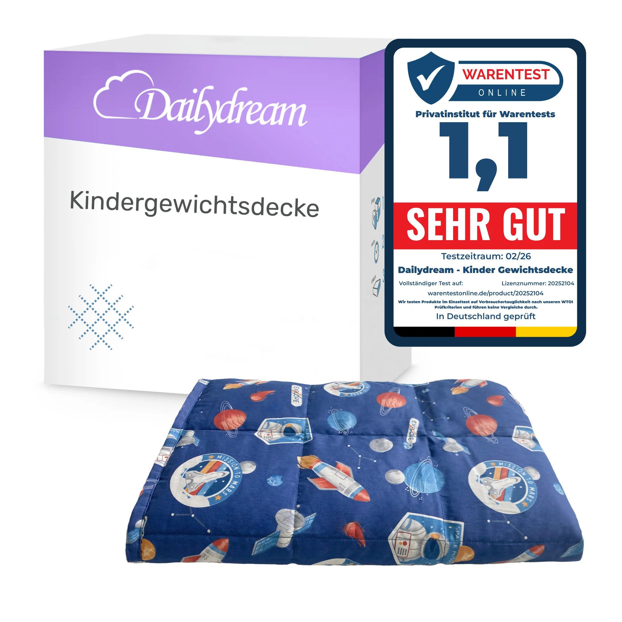Dailydream Gewichtsdecke Kinder Therapie-Bettdecke, Baumwolle und Fleece, Füllung: Glasperlen, Gleichmäßige Gewichtsverteilung, doppelte Nähte, Handwäsche möglich