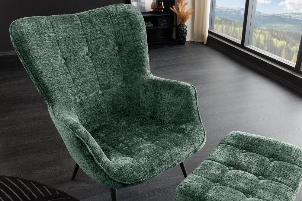 riess-ambiente Sessel SCANDINAVIA grün/schwarz - Chenille, günstig online kaufen