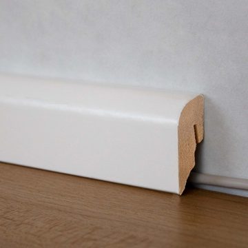 PROVISTON Sockelleiste MDF, 20 x 40 x 2400 mm, Weiß, Fußleiste, MDF foliert