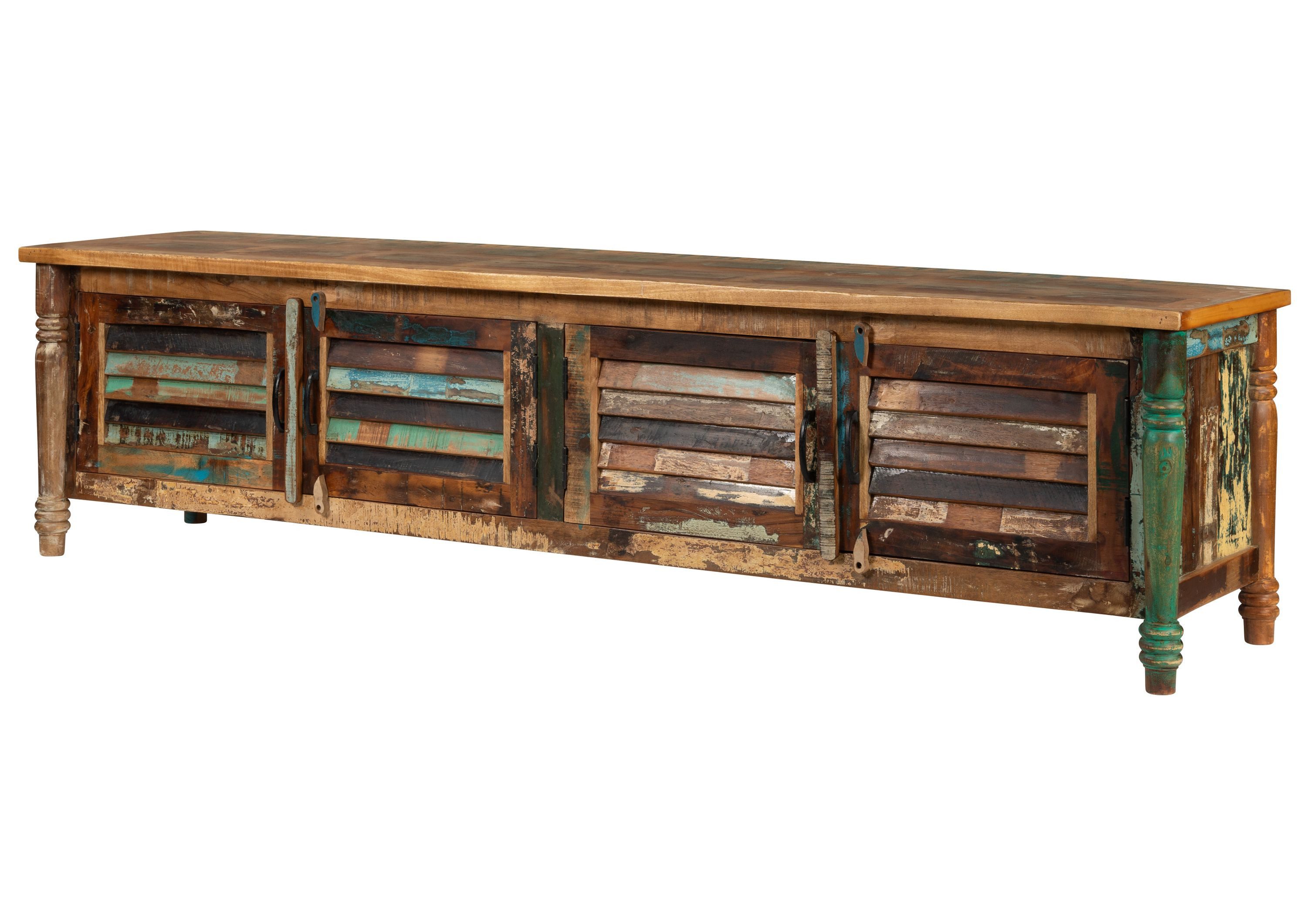 Massivmoebel24 TV-Board (Altholz 220x50x55 mehrfarbig lackiert FABLE #34), Altholz 220x50x55 mehrfarbig lackiert FABLE #34