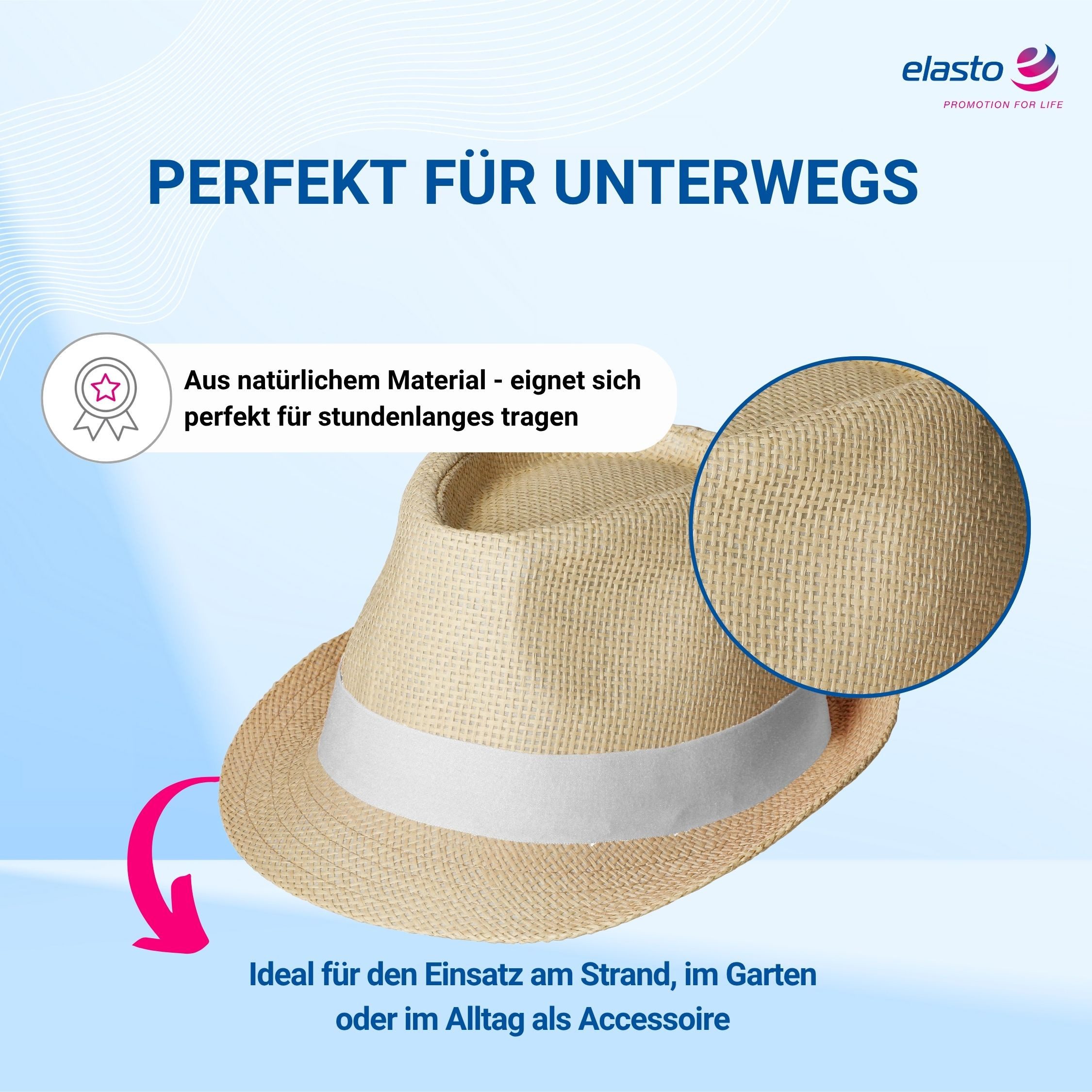 elasto Schirmmütze Sommerhut SALVADOR Sonnenhut Damen & Herren aus Papier/Stroh