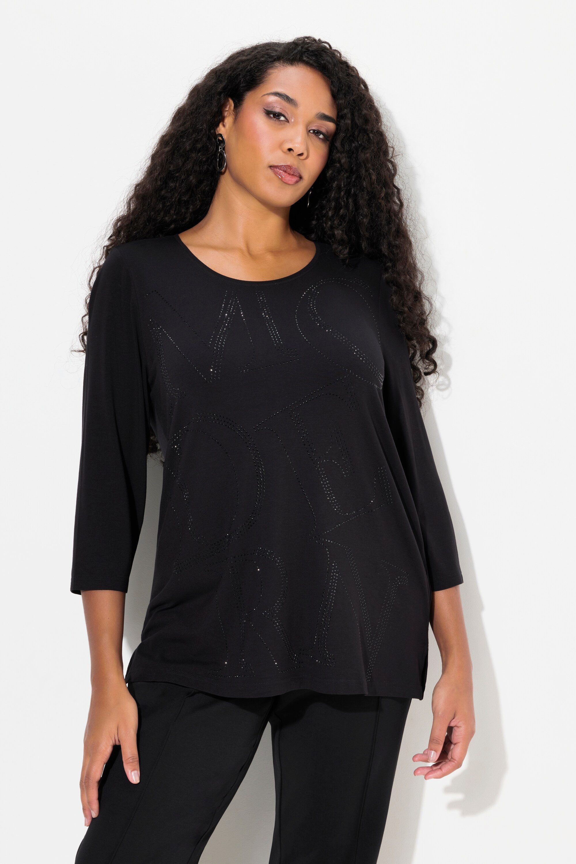 Ulla Popken T-Shirt Shirt Glitzer-Buchstaben Classic günstig online kaufen