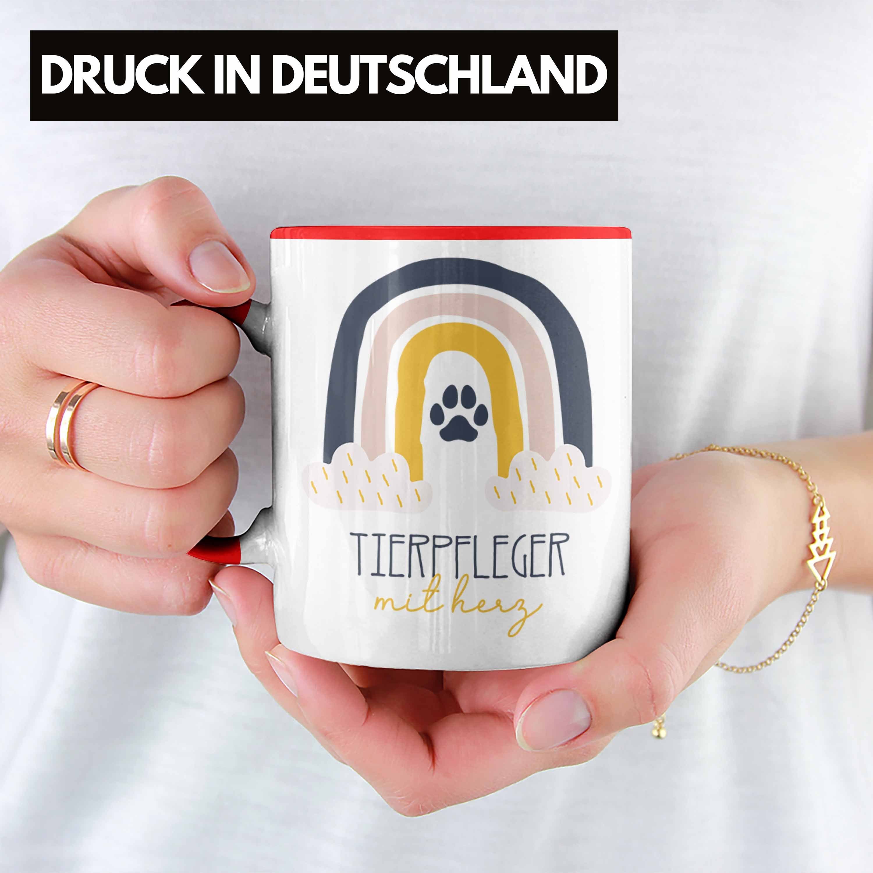 Tasse Tierpf Tasse Geschenk Geschenkidee Trendation für Tierpfleger Danke Rot Kaffeetassse