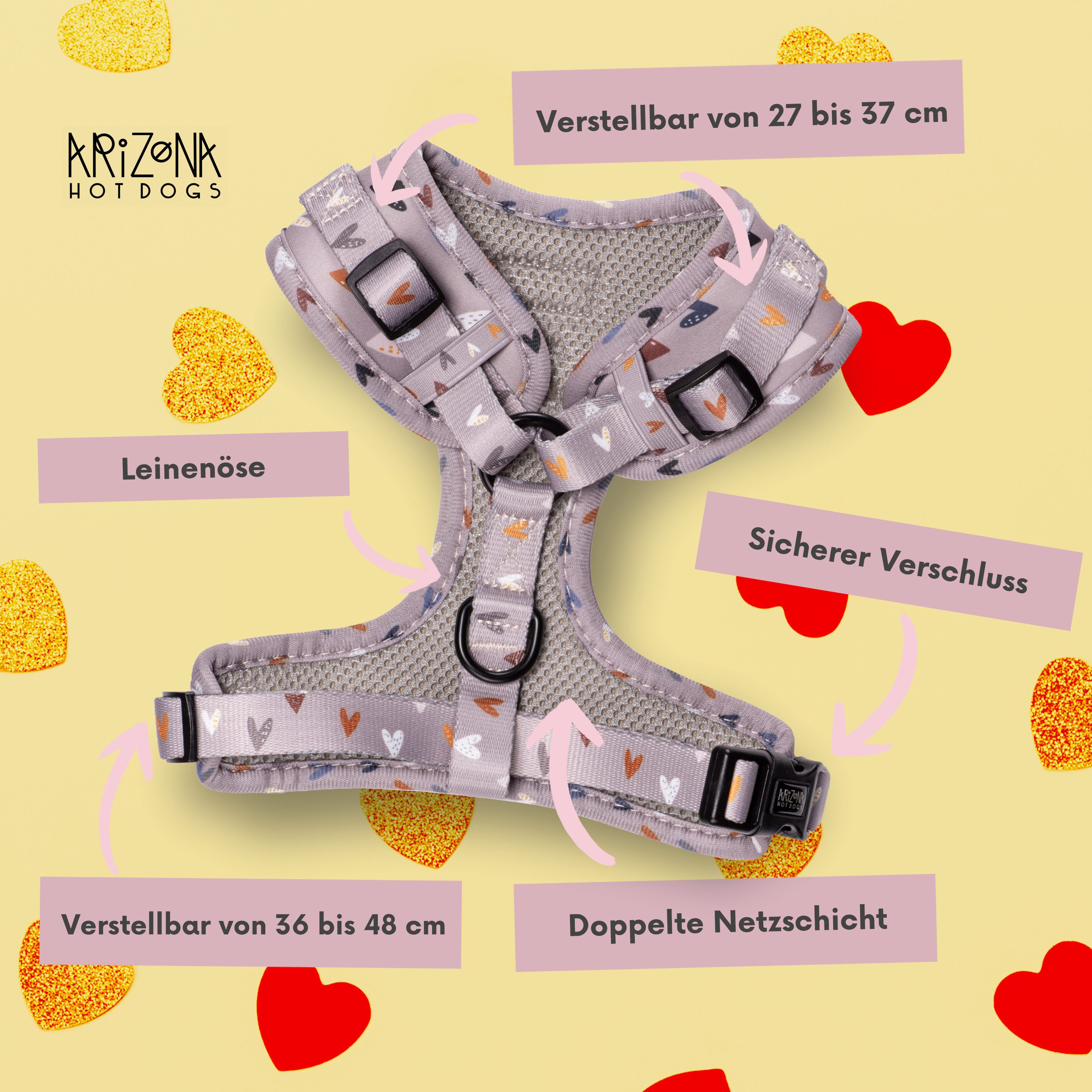 ARIZONA HOT DOGS Hunde-Geschirr Hundegeschirr Sweet Love für kleine Hunde X günstig online kaufen