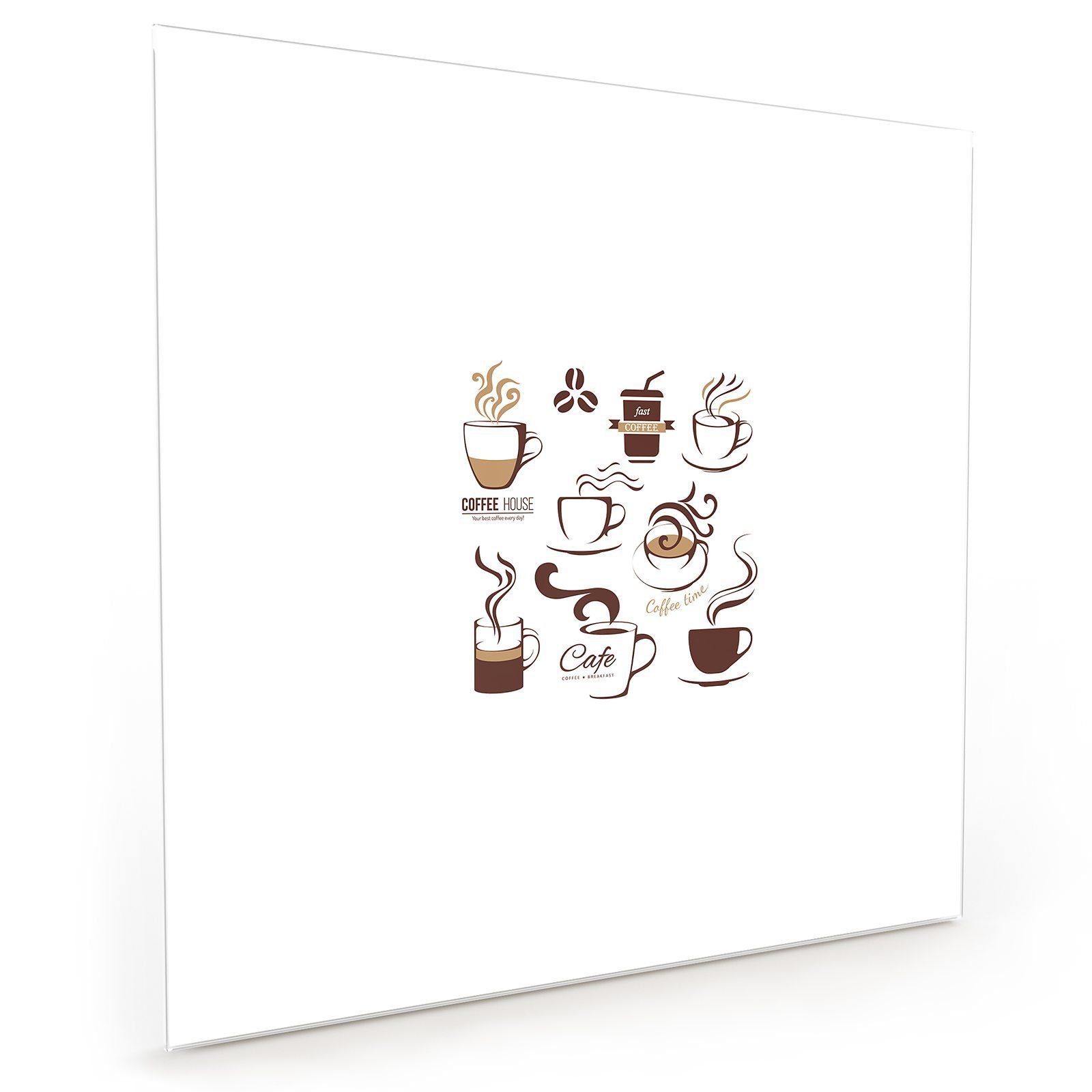 Primedeco Küchenrückwand Küchenrückwand Spritzschutz Glas mit Motiv Illustration Kaffeehaus