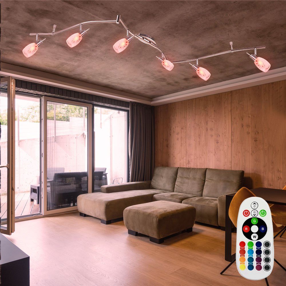etc-shop LED Deckenleuchte, Leuchtmittel inklusive, Warmweiß, Farbwechsel, Decken Lampe dimmbar Ess Zimmer Glas Spot Leiste Leuchte schwenkbar