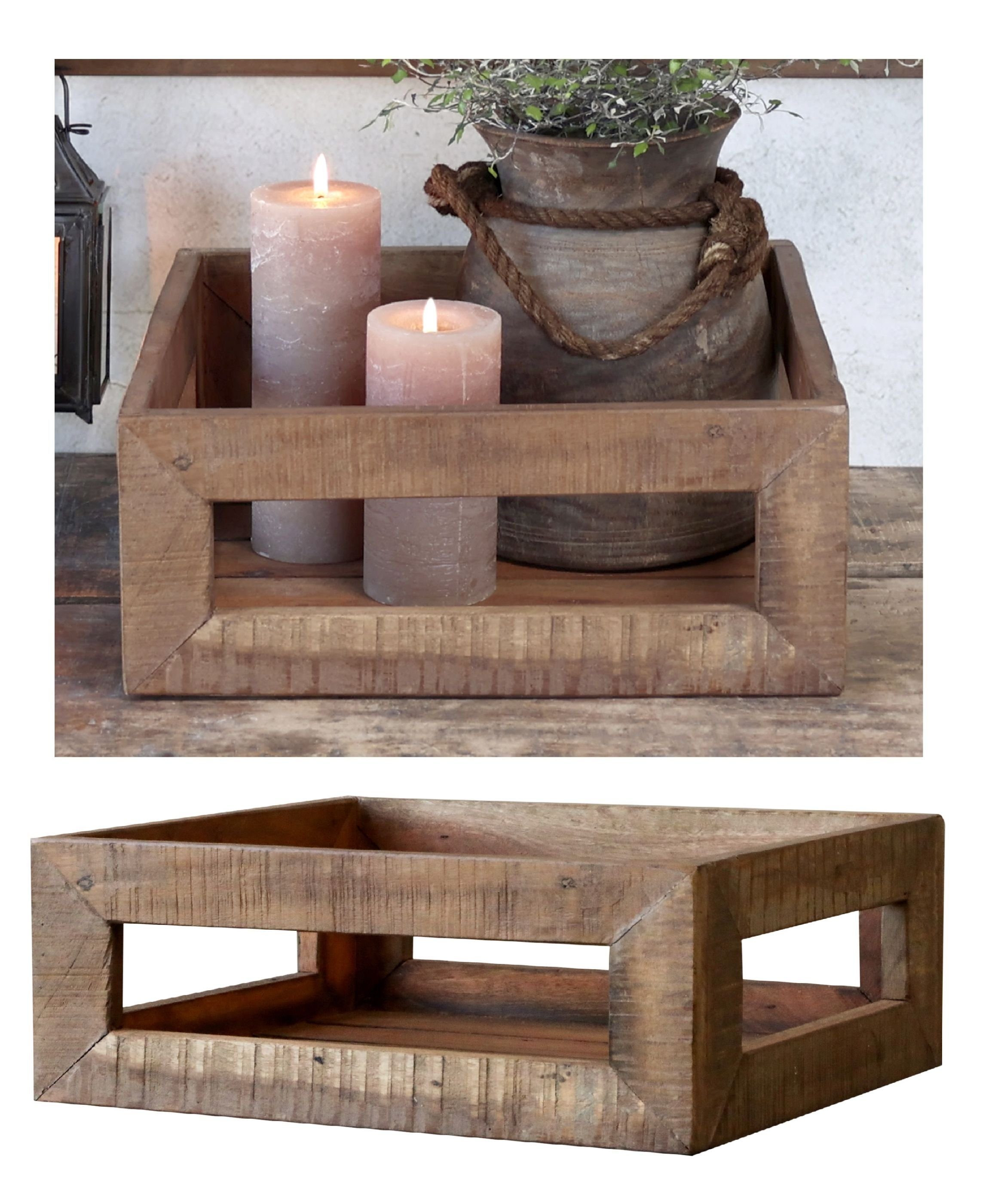 Chic Antique Holzkiste Holzkiste Kiste Kasten offen aus Holz Grimaud 35x35cm Chic Antique