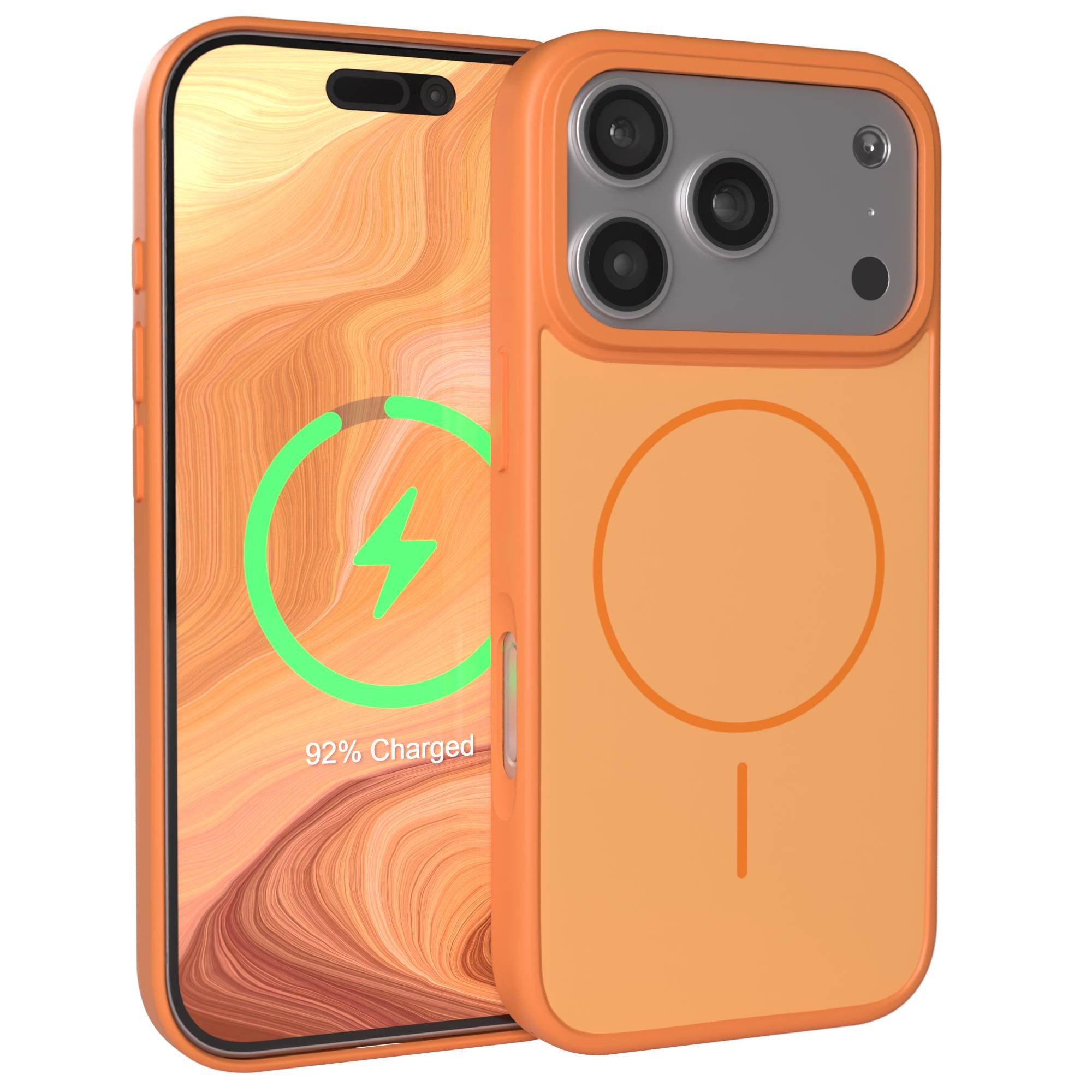 EAZY CASE Handyhülle Slim Outdoor MagSafe Case für Apple iPhone 17 Pro 6,3 Zoll, Robustes Slim Case mit MagSafe Kompatibilität in Orange