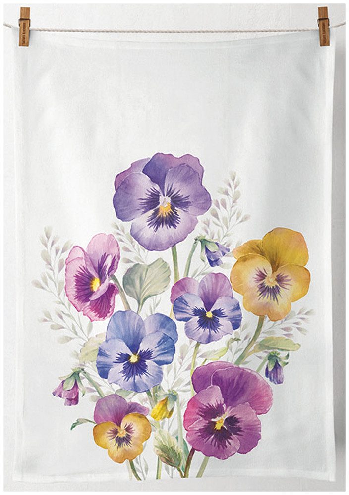 Ambiente® Geschirrtuch Pansies, (1-tlg., 1-teilig), Geschirrtücher ca.50x70cm Baumwolle